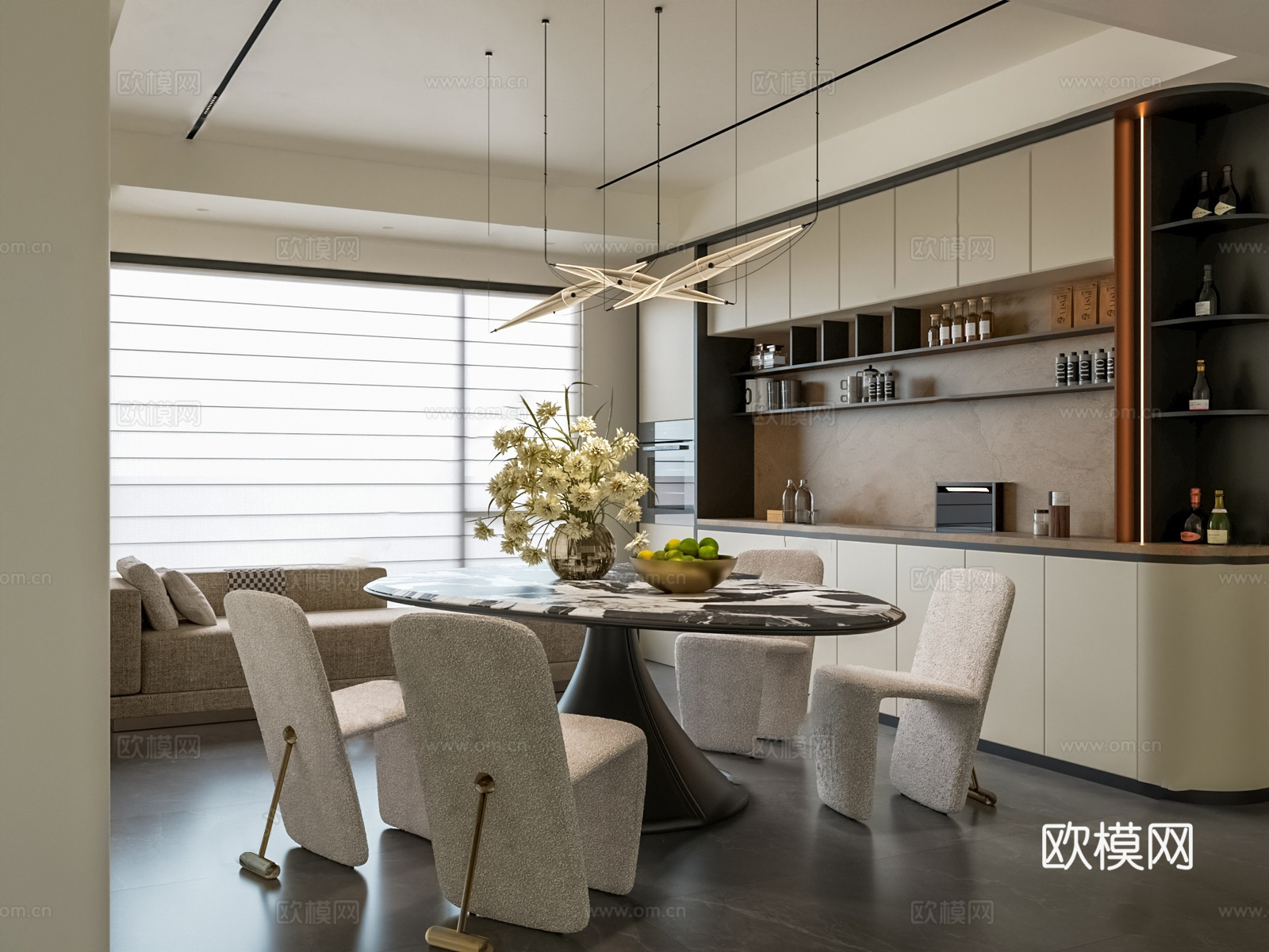 现代餐厅3d模型下载