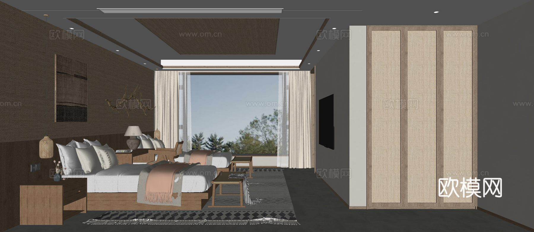 民宿标间su模型