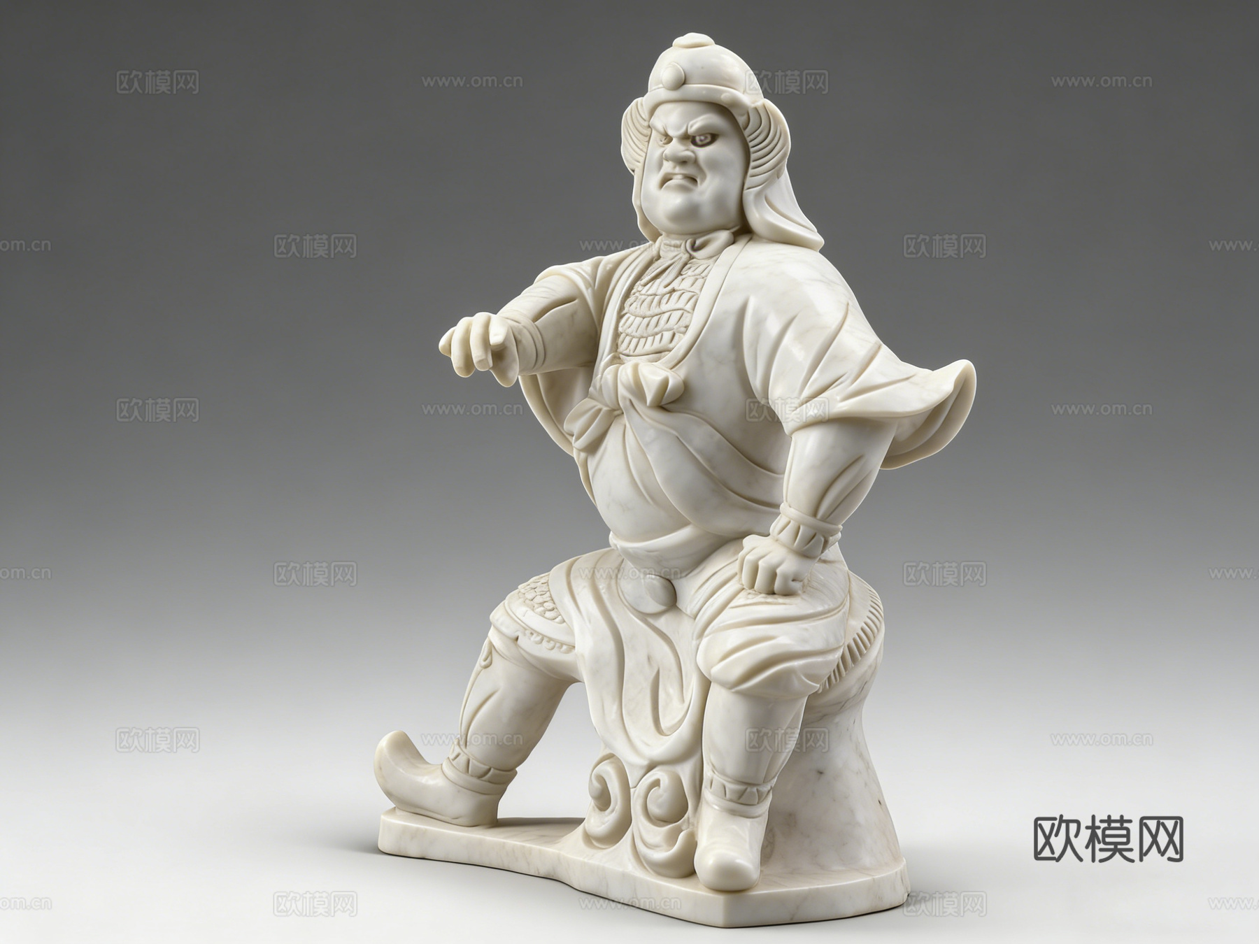 汉白玉石雕将军像su模型