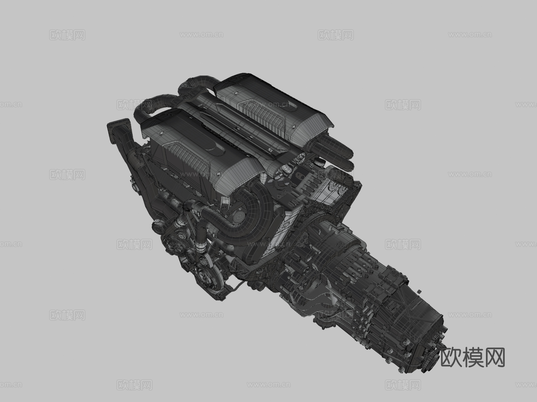 布加迪Chiron W16发动机3d模型下载（渲染图3）