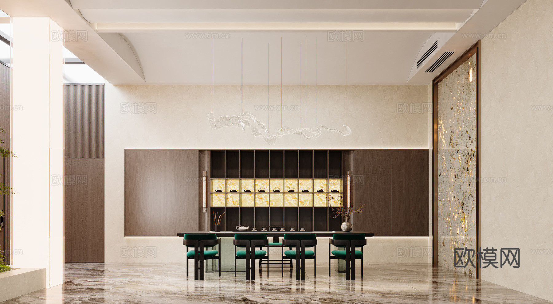 现代茶室su模型