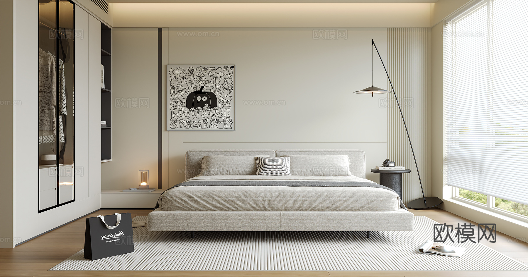 现代意式卧室su模型