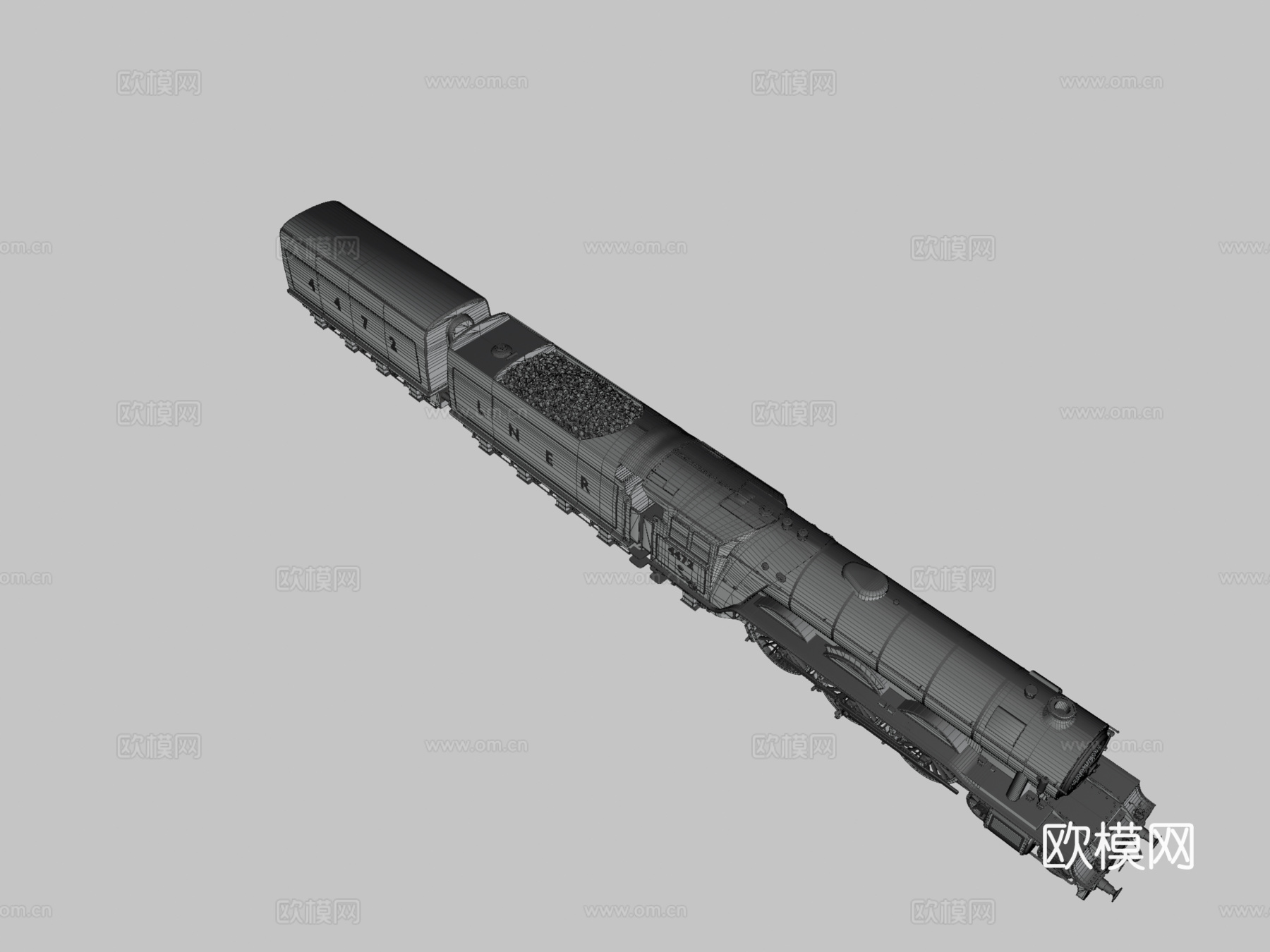 火车-飞翔的苏格兰人双煤水车3d模型下载（渲染图3）