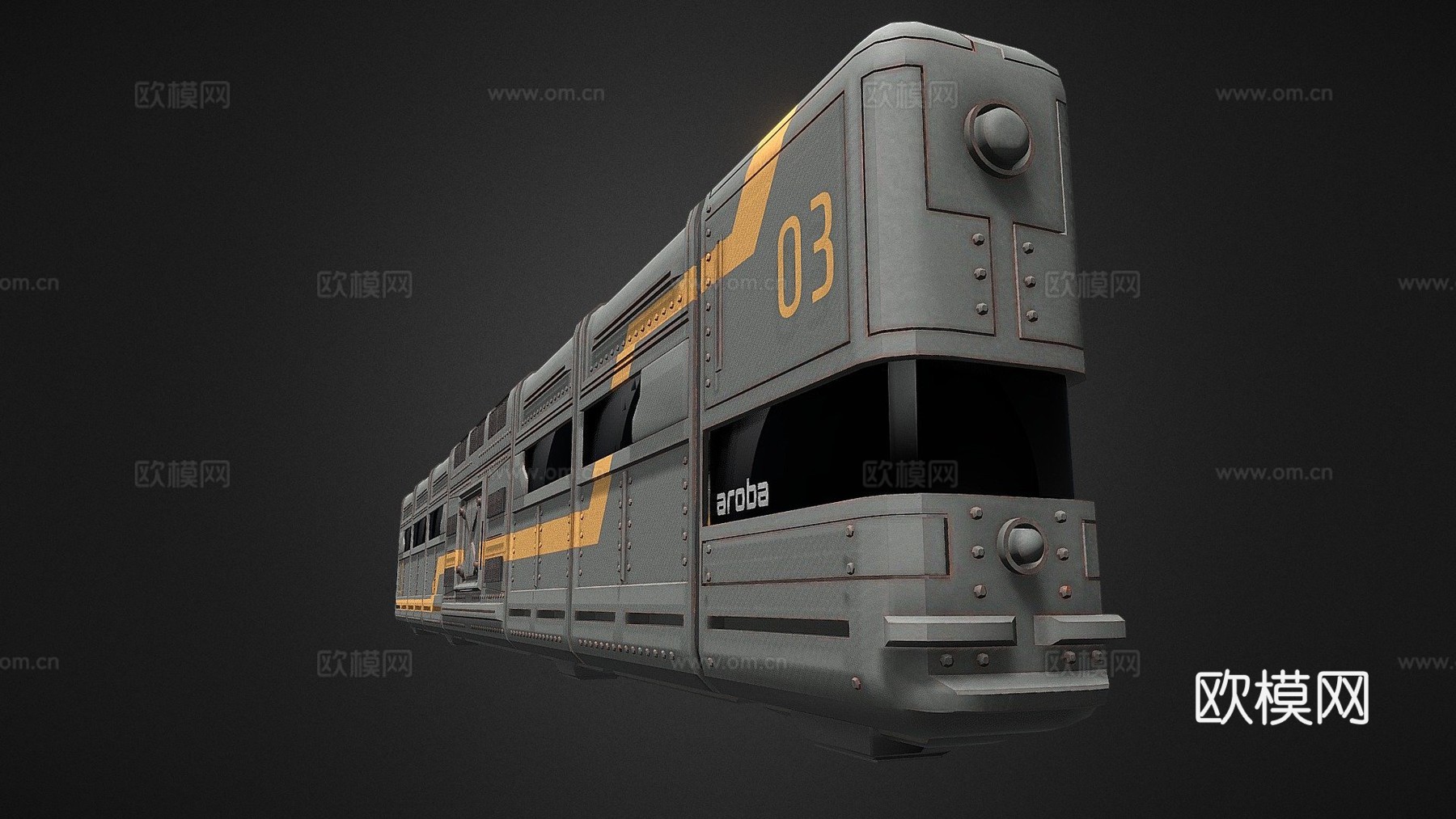 科幻有轨电车-火车3d模型下载（渲染图1）