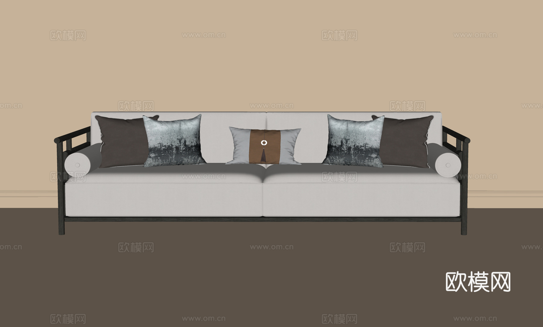 新中式双人沙发su模型