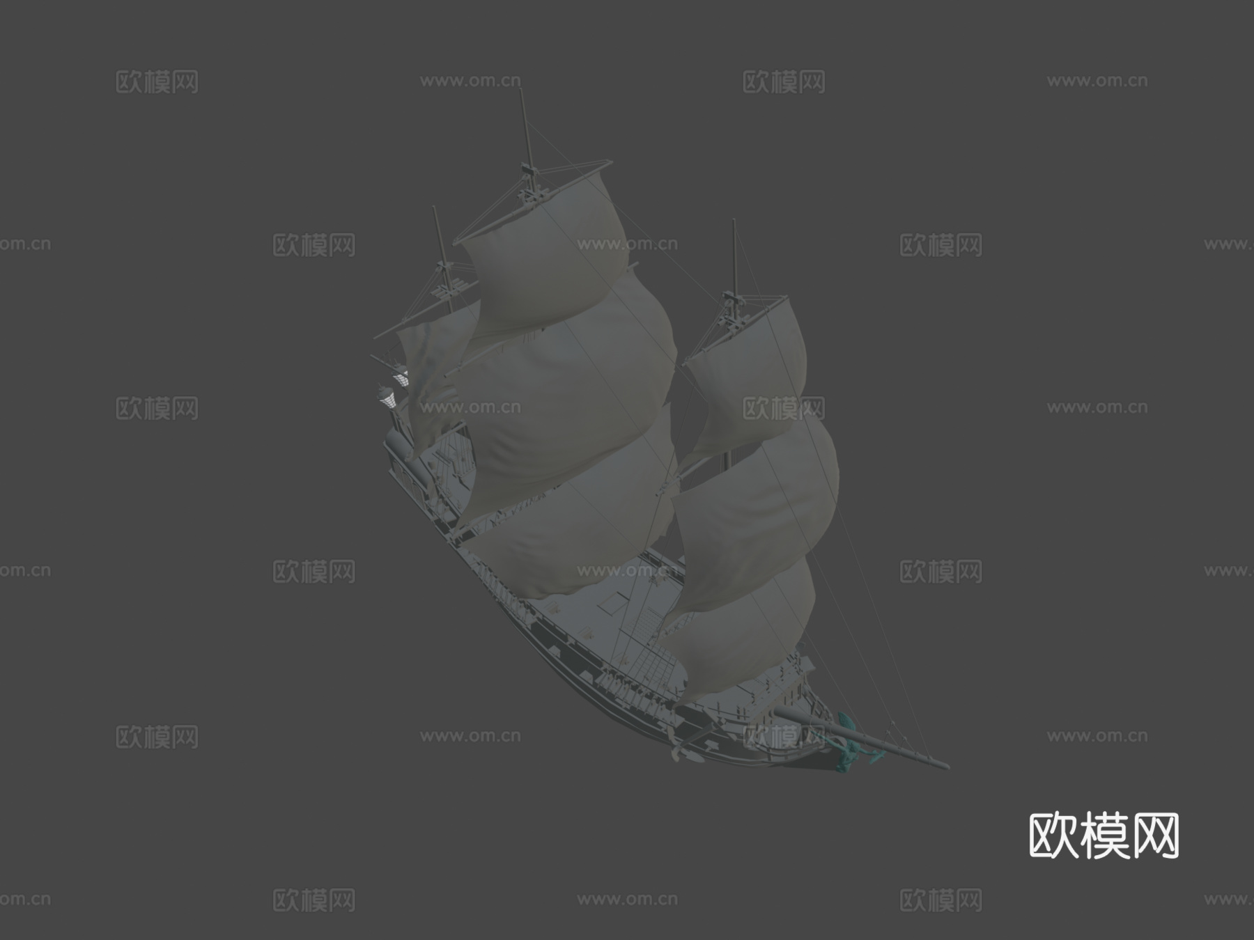 黑珍珠号船3d模型下载（渲染图7）