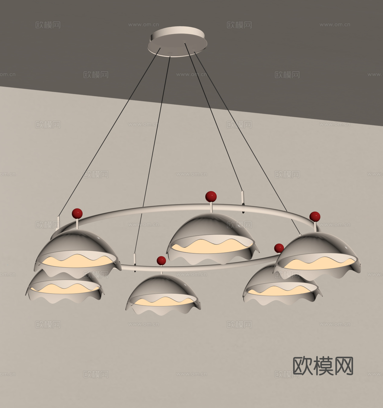 法式奶油吊灯 客厅吊灯su模型