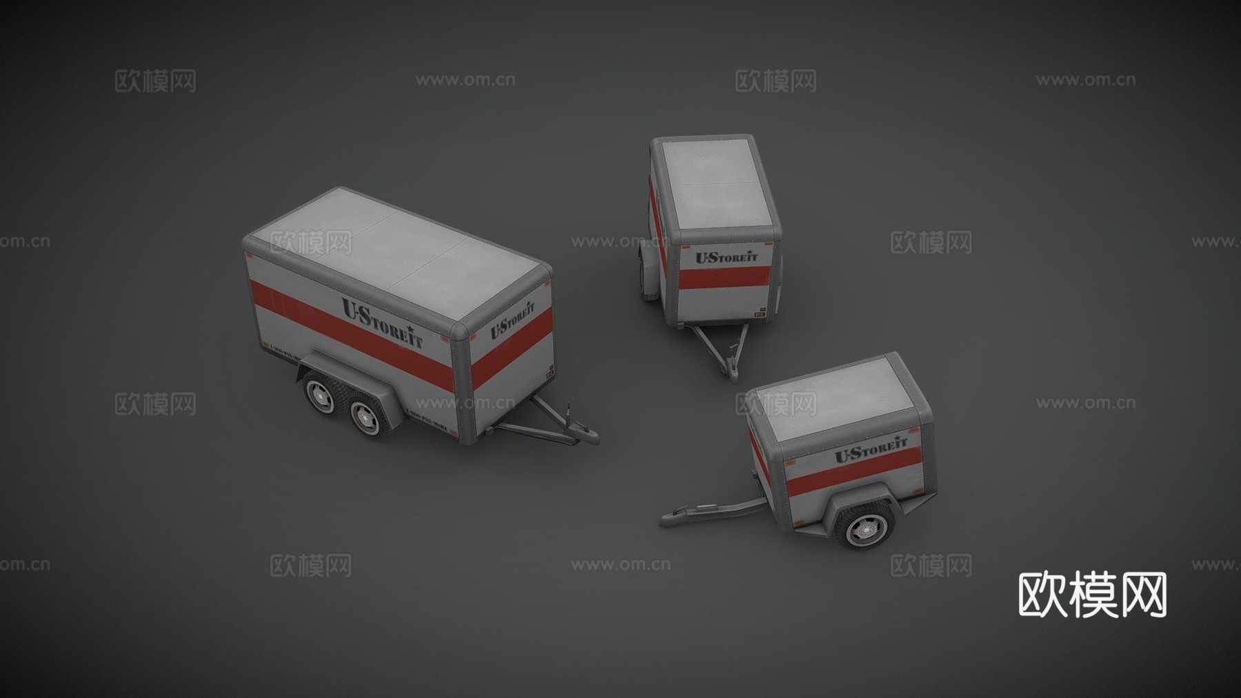 货物拖车3d模型下载（渲染图1）