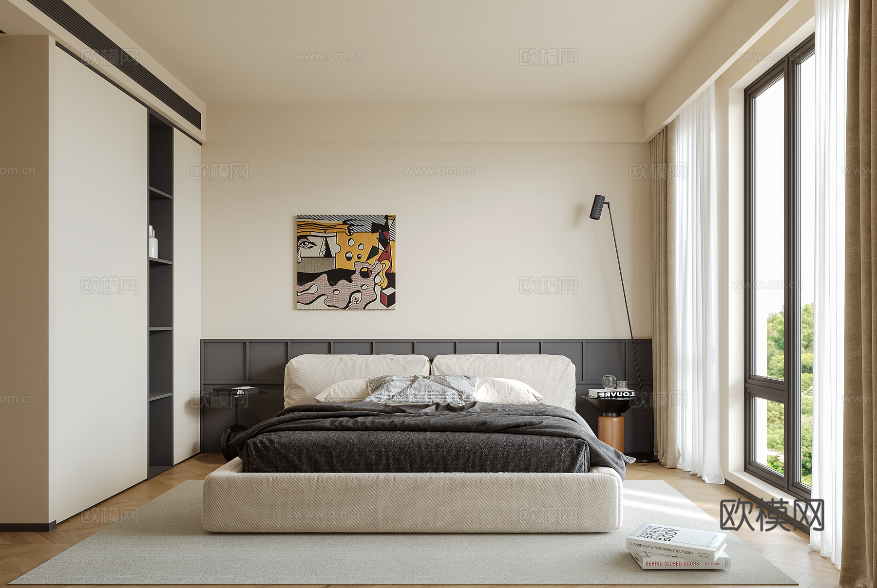 现代意式卧室su模型