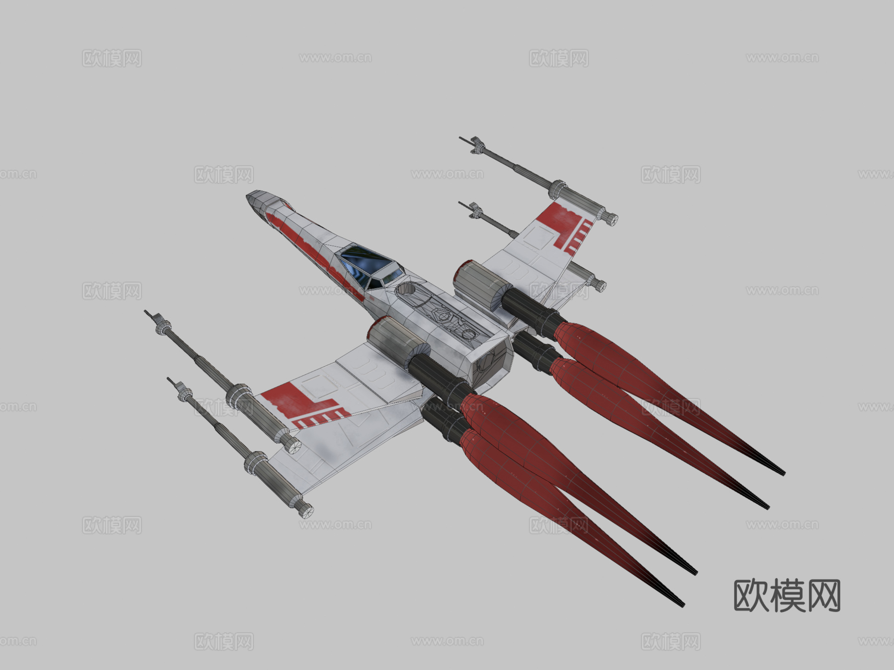 X翼战机3d模型下载（渲染图2）