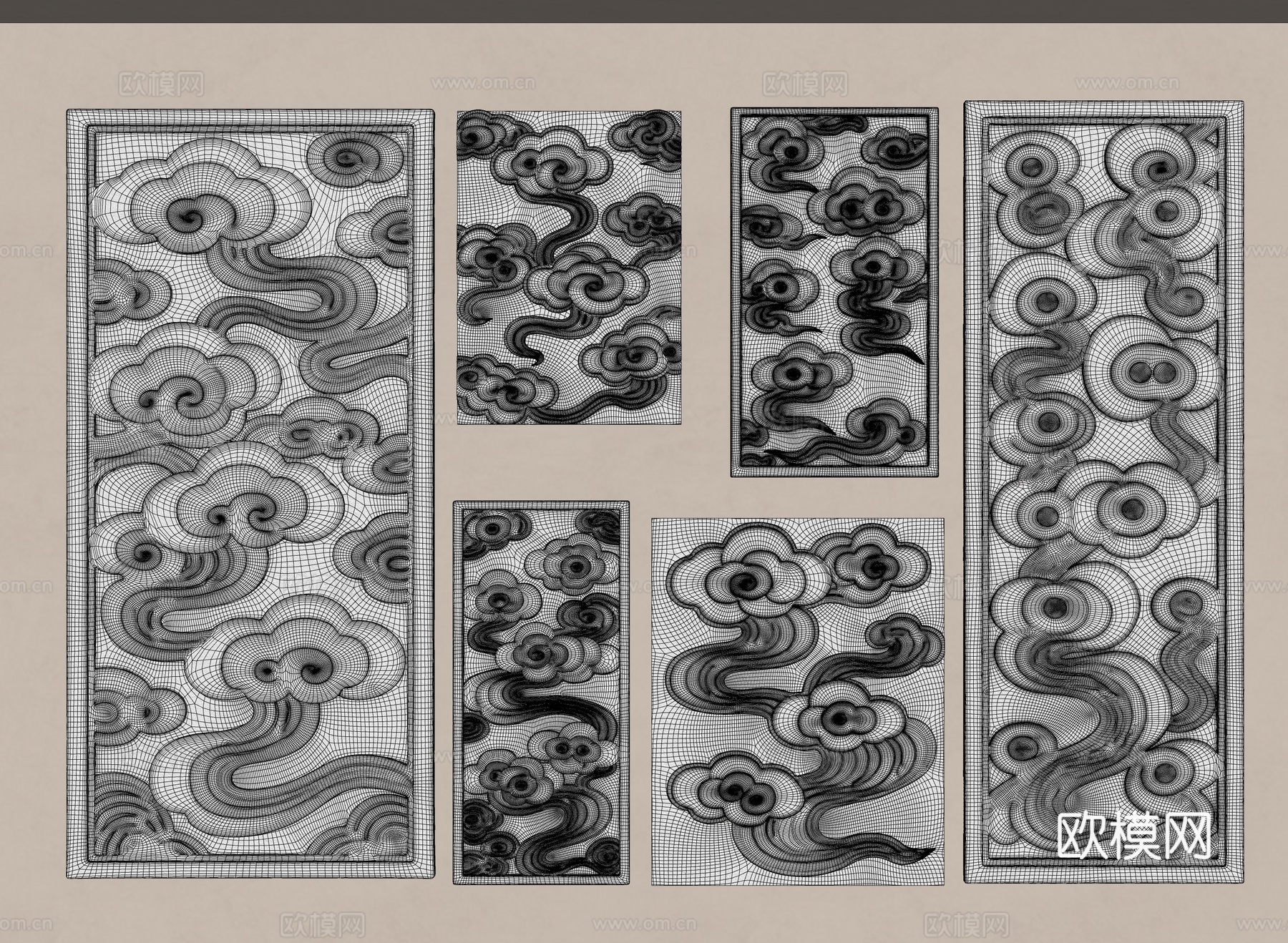 现代浮雕 浮雕挂件 浮雕装饰 祥云 祥云浮雕 祥云装饰su模型