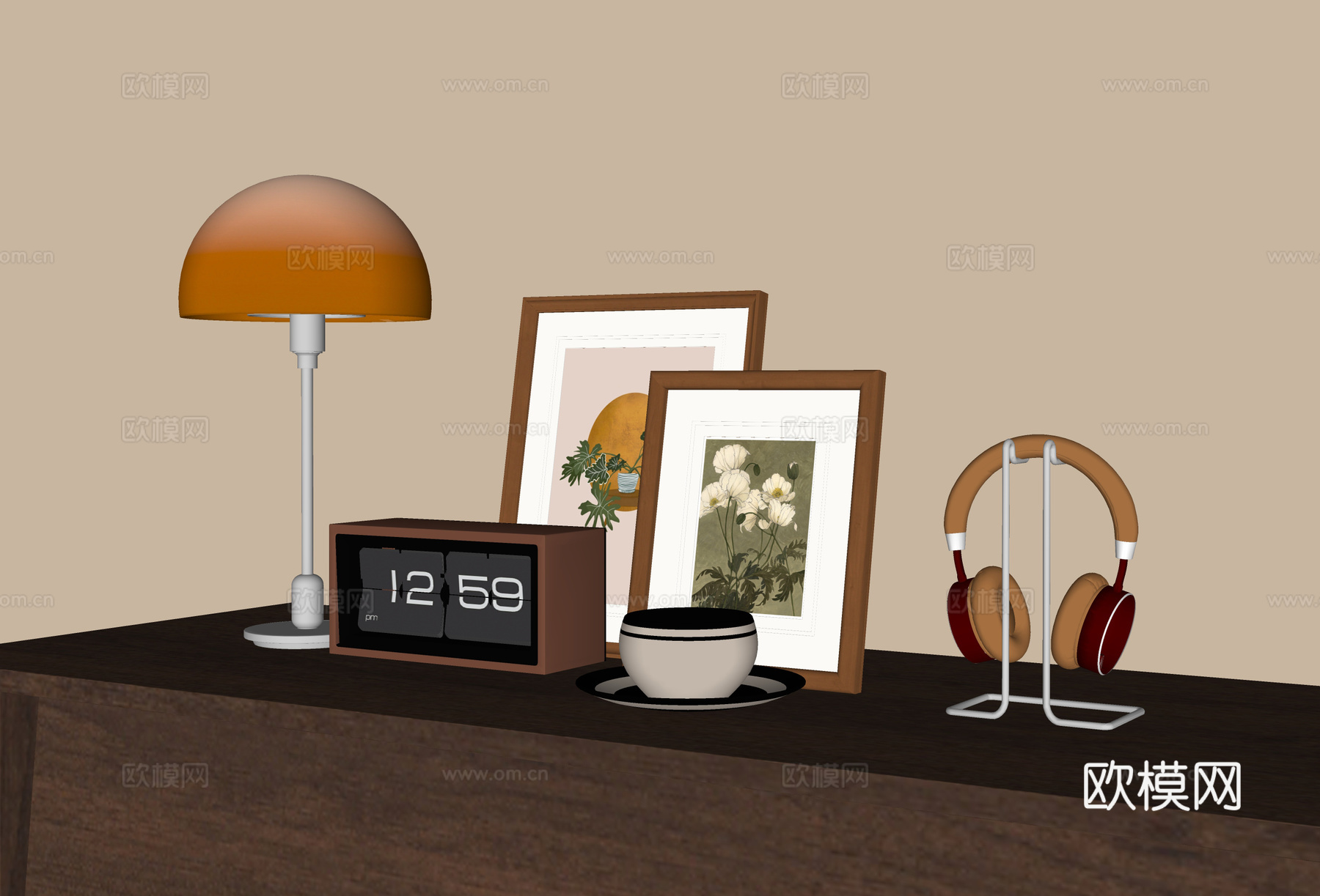 现代摆件组合su模型