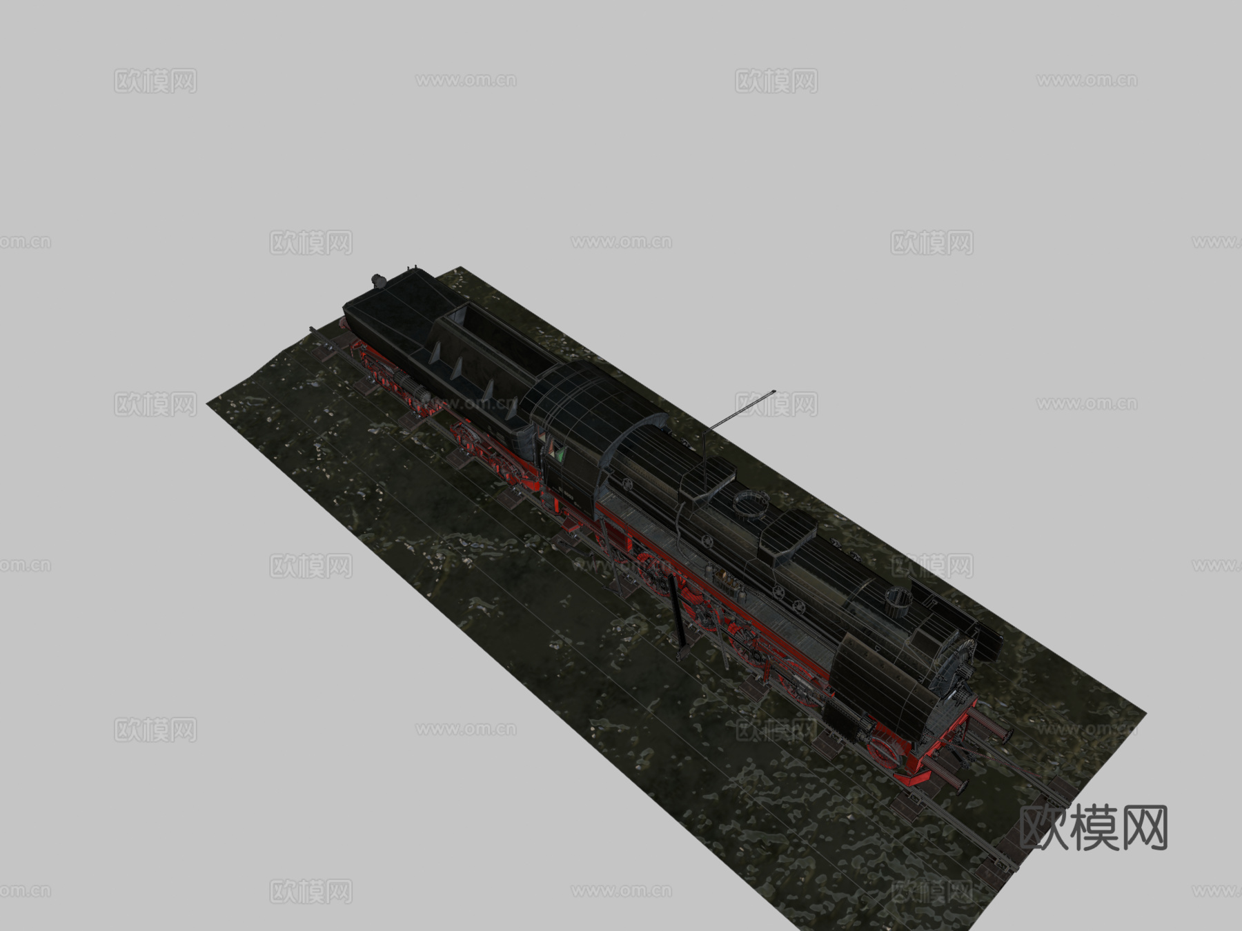 BR52蒸汽机车动画3d模型下载（渲染图2）