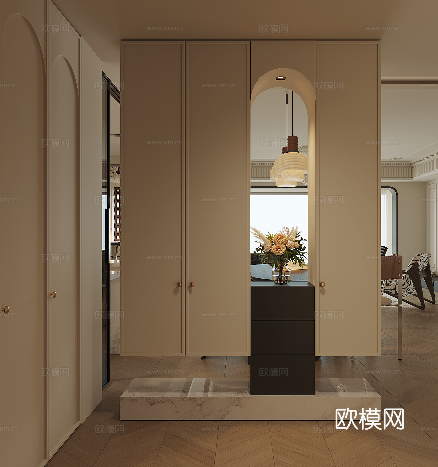 法式入户玄关su模型