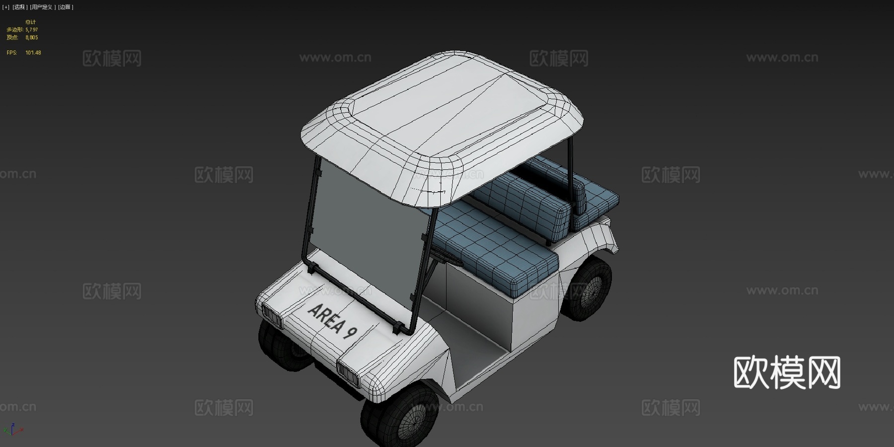 区高尔夫球车3d模型下载（渲染图4）