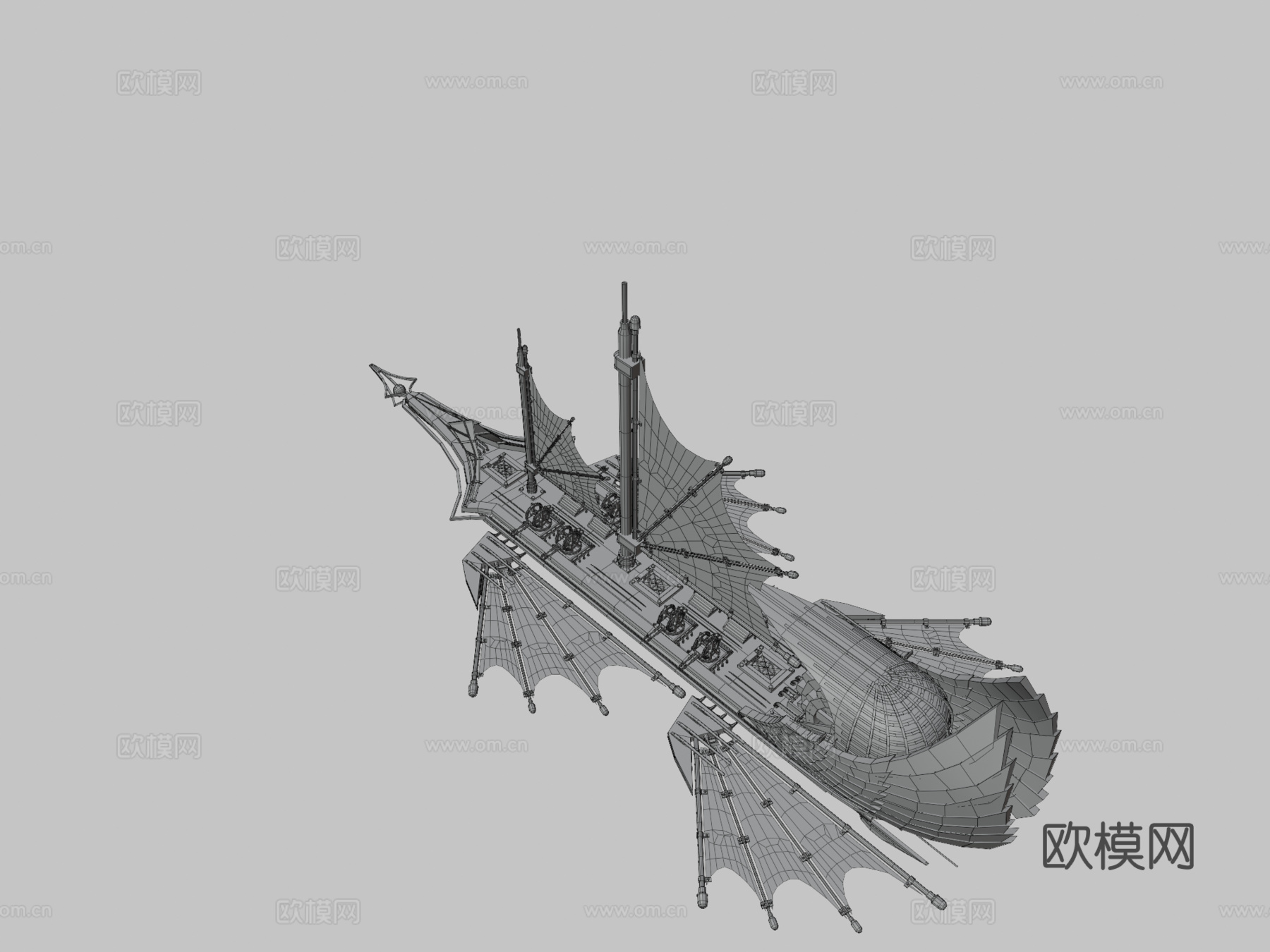 蒸汽朋克船概念3d模型下载（渲染图3）