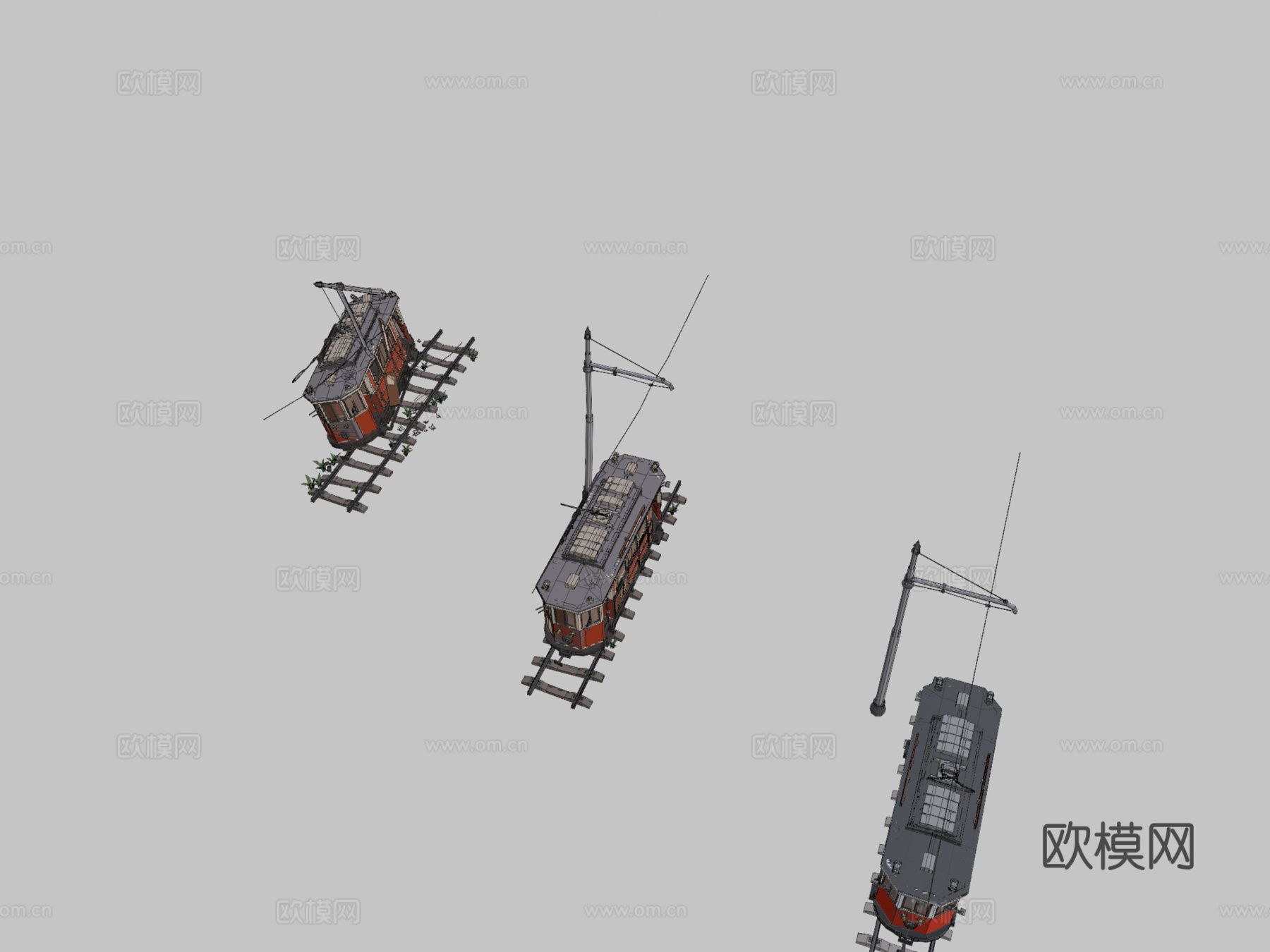 XYZ. 蒸汽朋克. 第2.4课 新旧碰撞有轨电车3d模型下载（渲染图2）
