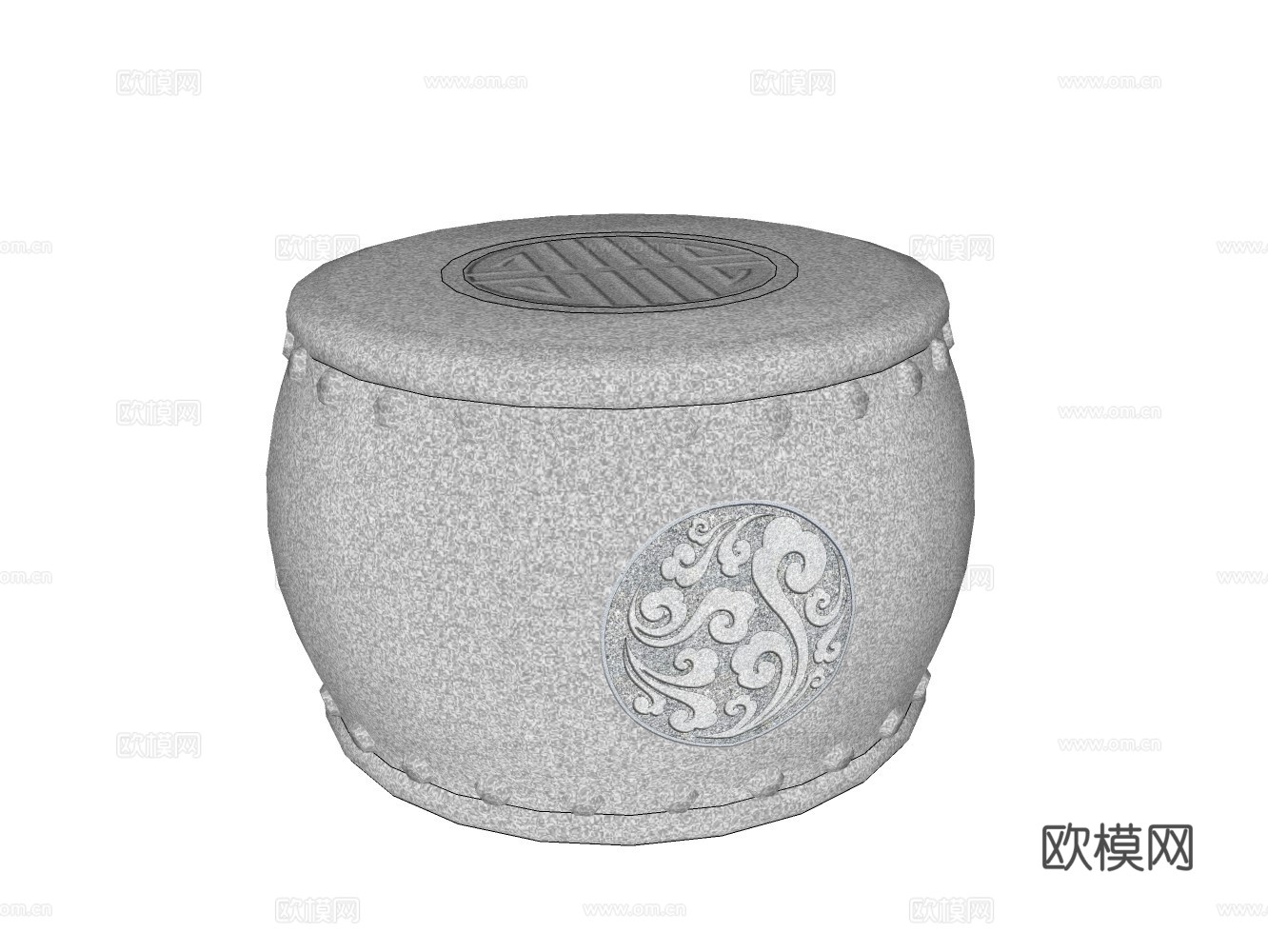 公园景观石桌su模型