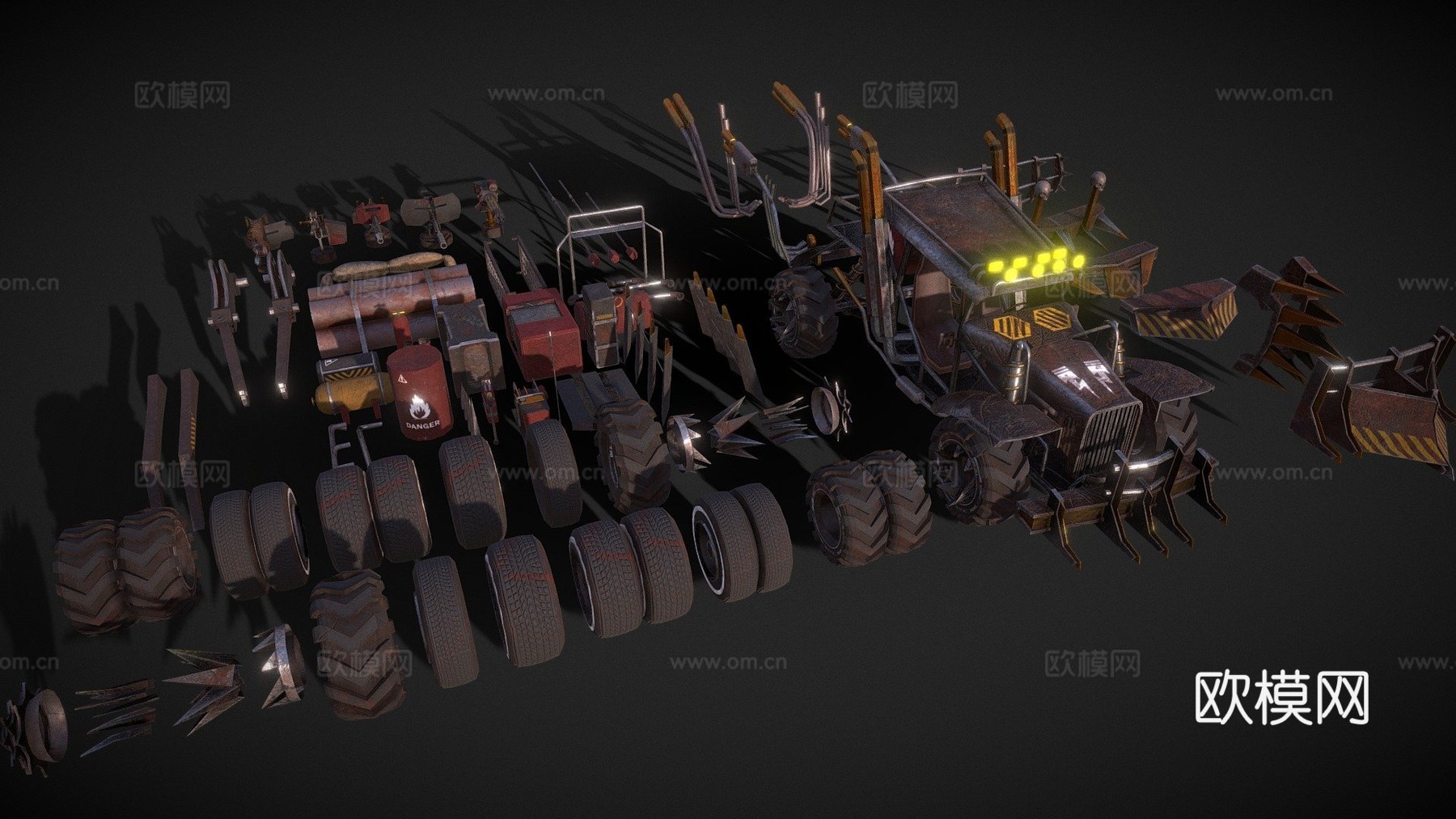 末日越野车模块化包3d模型下载（渲染图1）