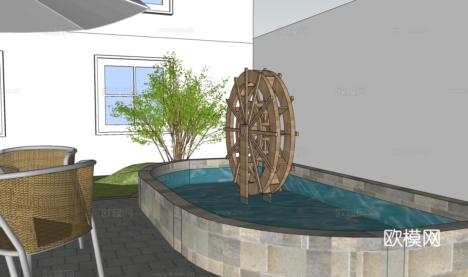 休闲区小游园su模型