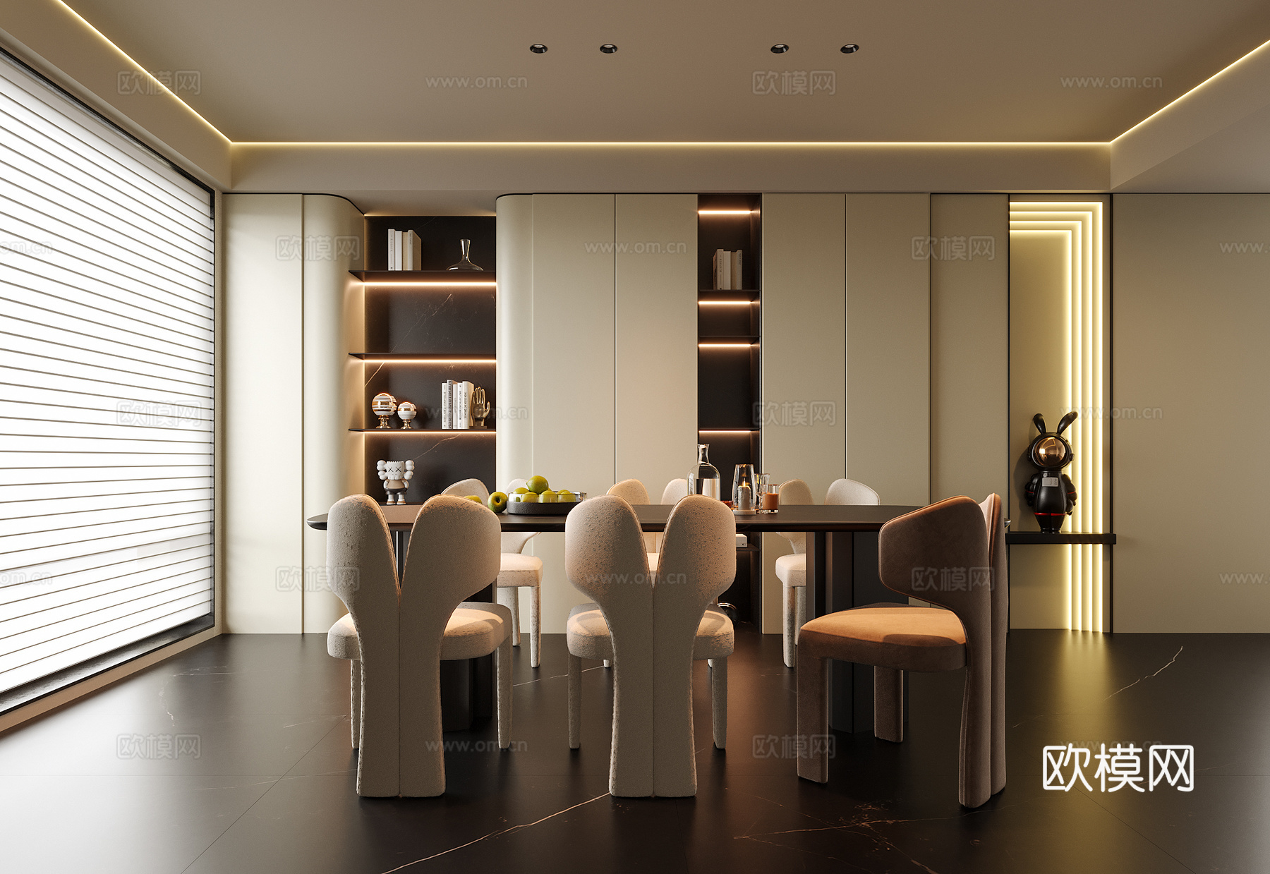 现代餐厅 餐桌椅su模型