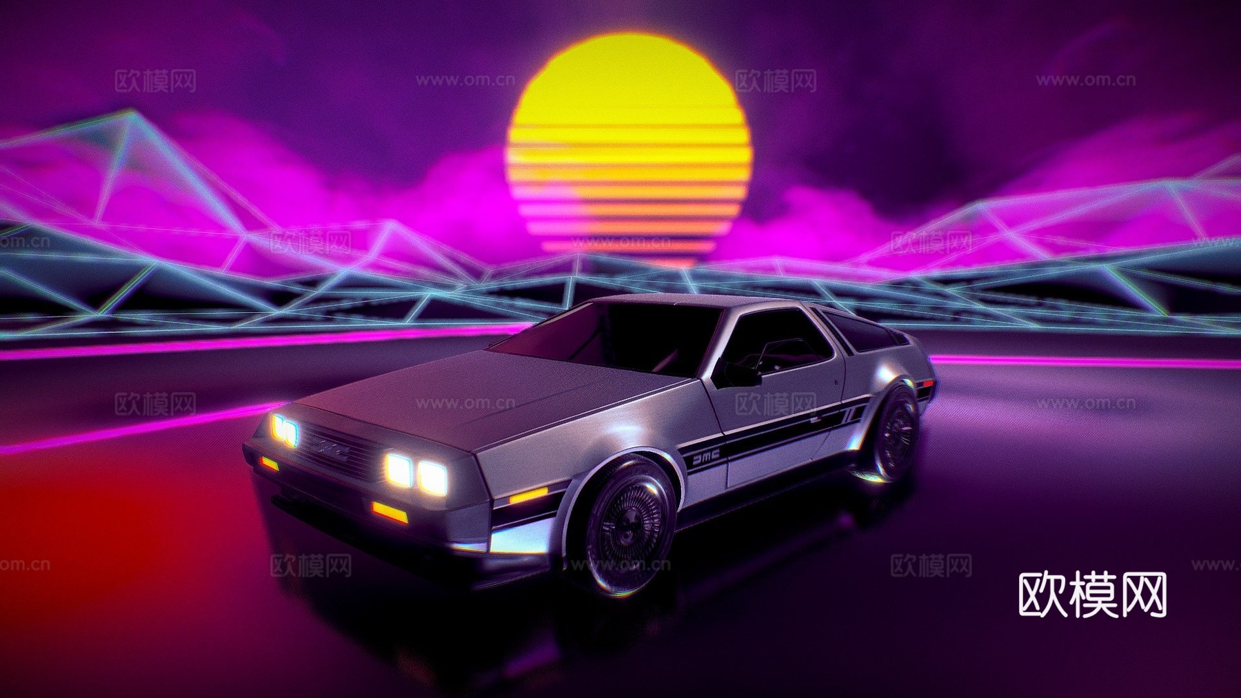 德罗宁DMC12——复古浪潮艺术3d模型3d模型下载（渲染图1）