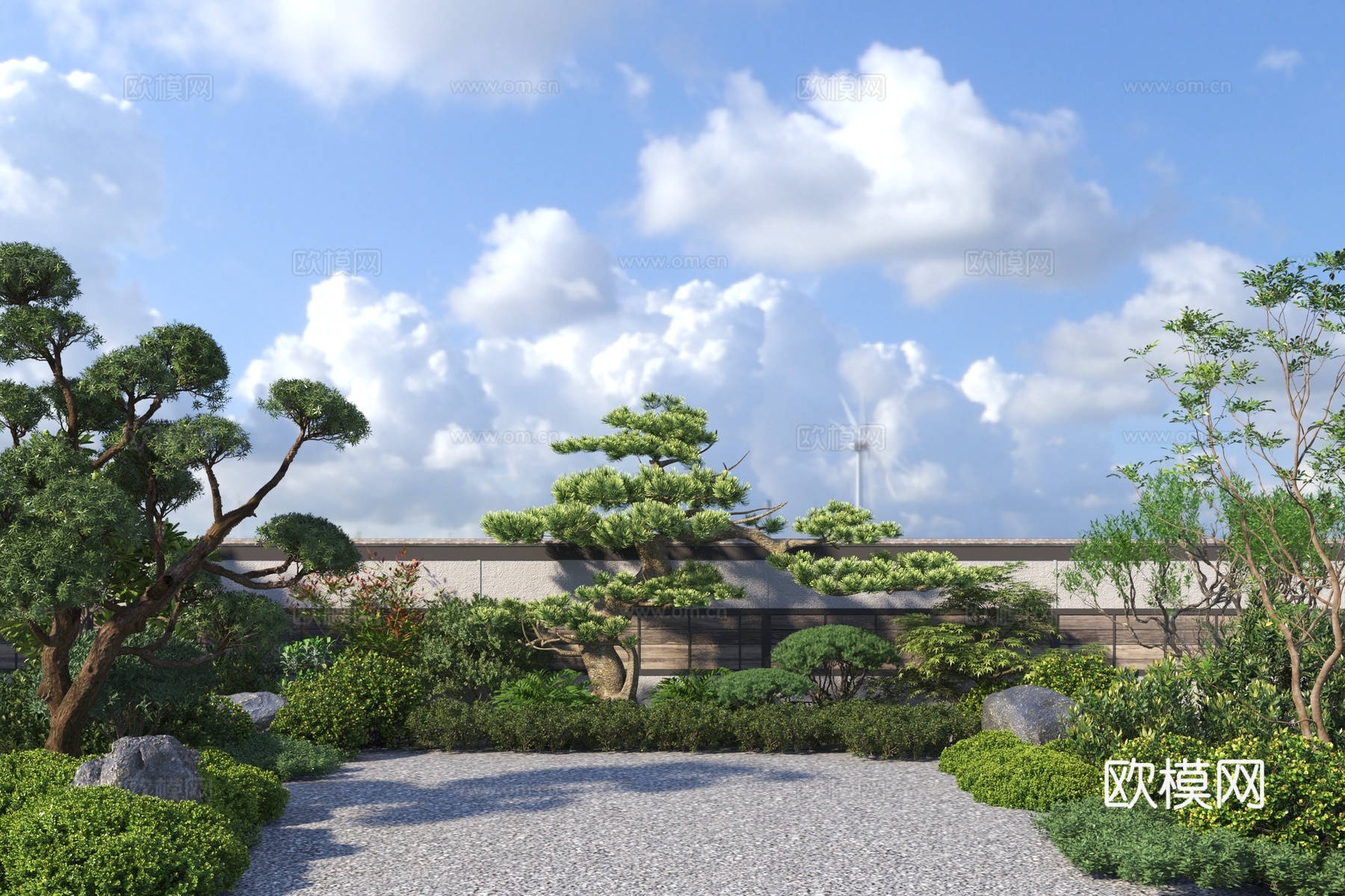 现代庭院景观植物组合3d模型下载