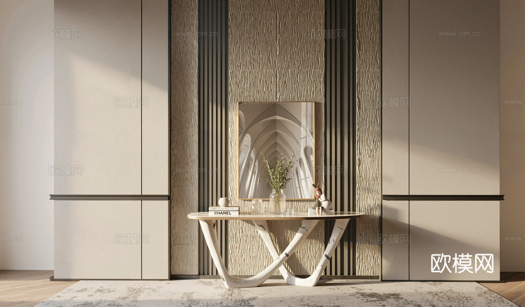 现代端景条案su模型