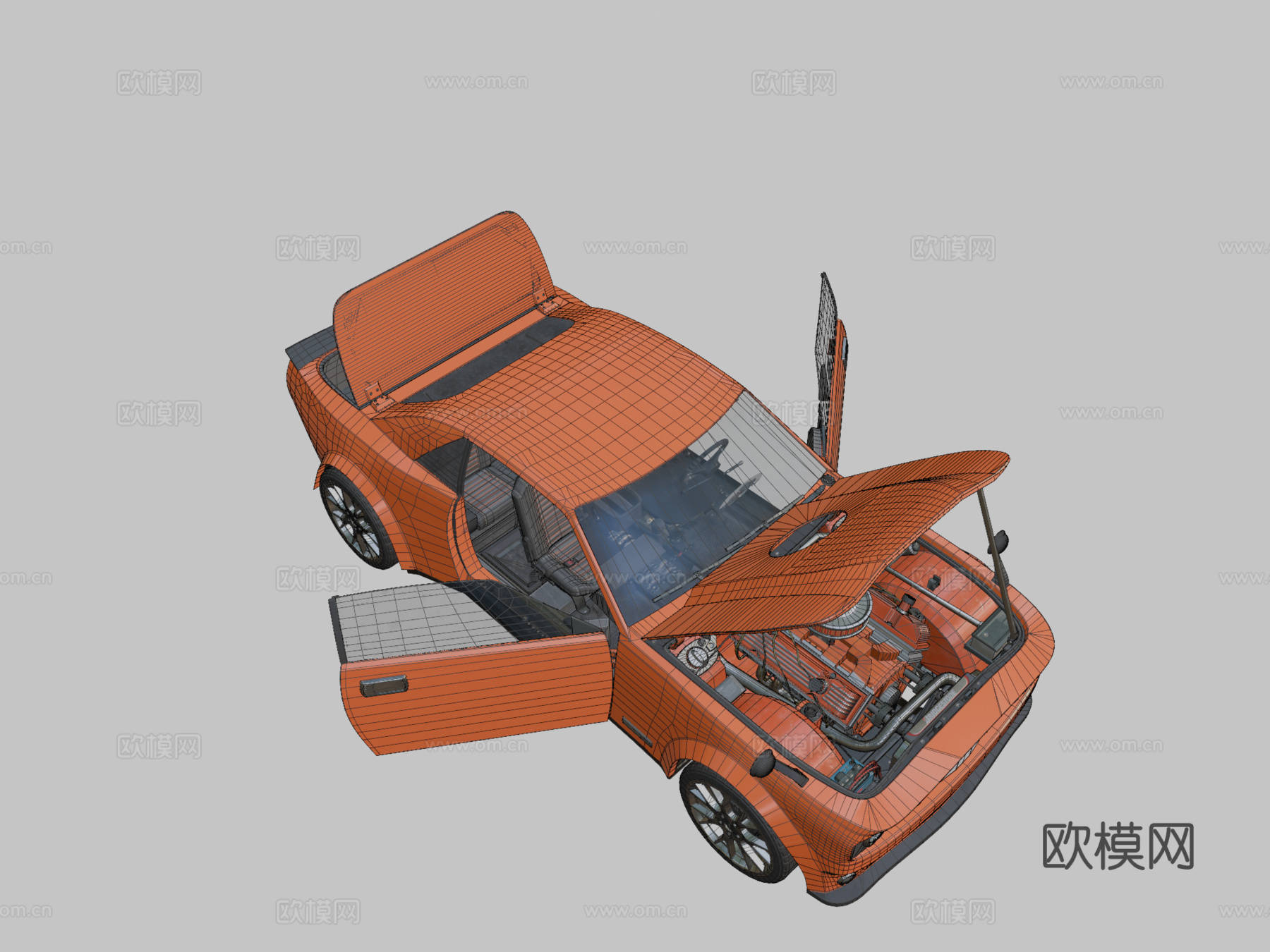 肌肉车概念3d模型下载（渲染图2）