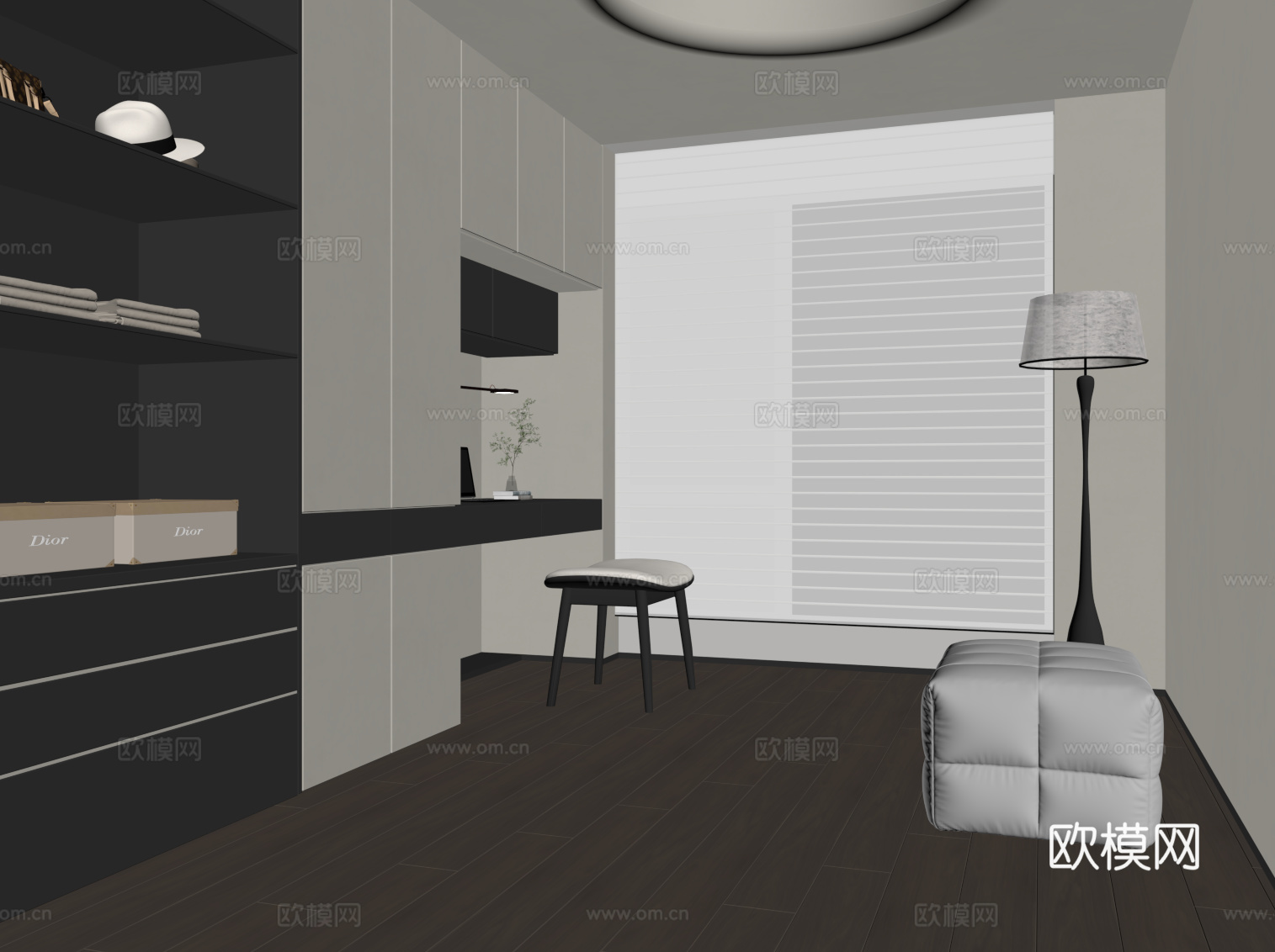 现代衣帽间 衣柜su模型