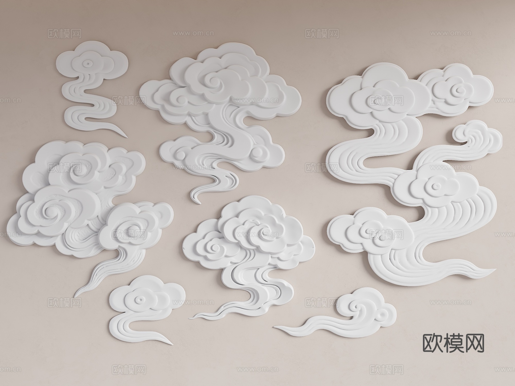 现代浮雕 浮雕挂件 浮雕装饰 祥云 祥云浮雕 祥云装饰su模型