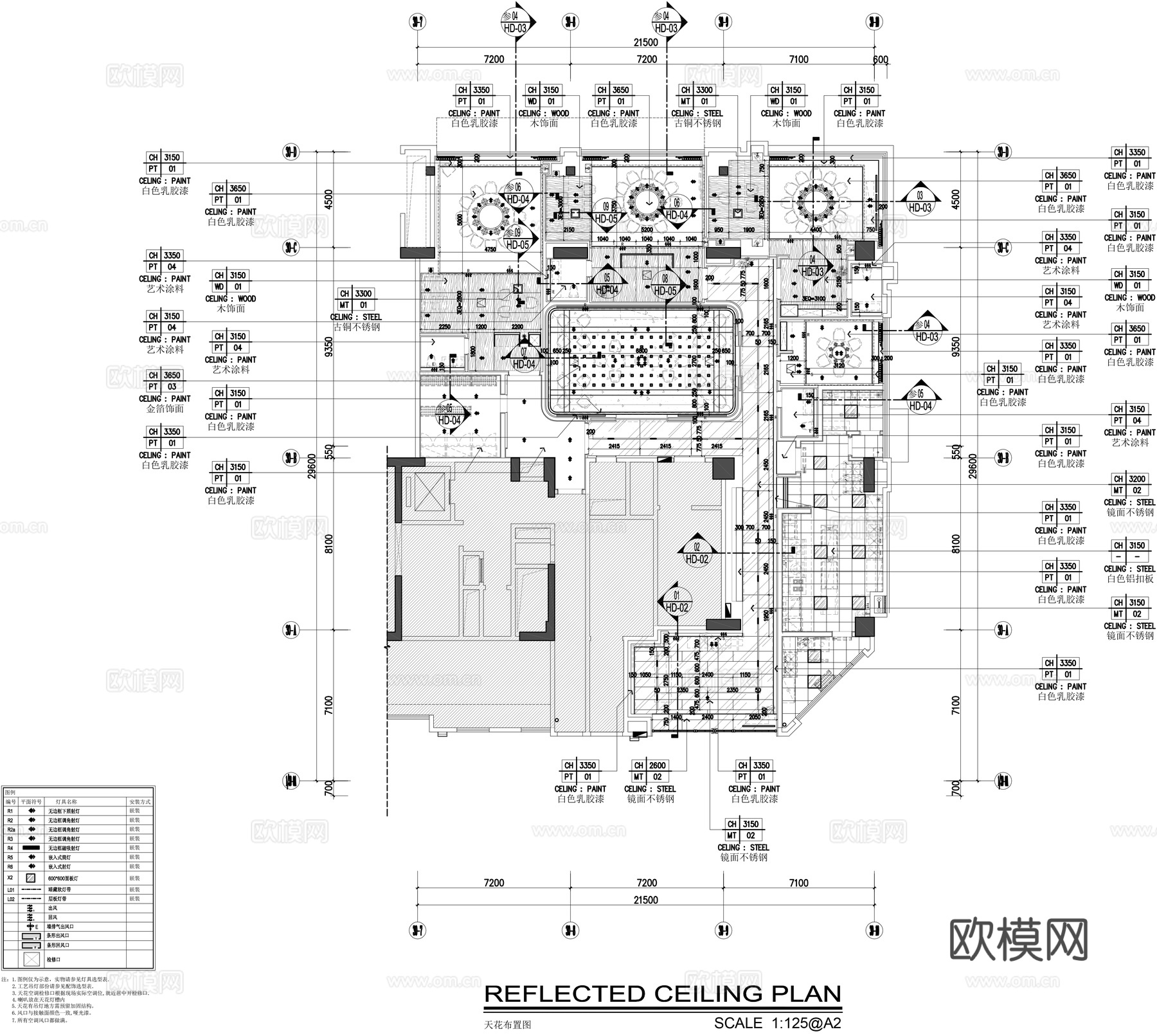 餐厅会所平面施工图cad施工图