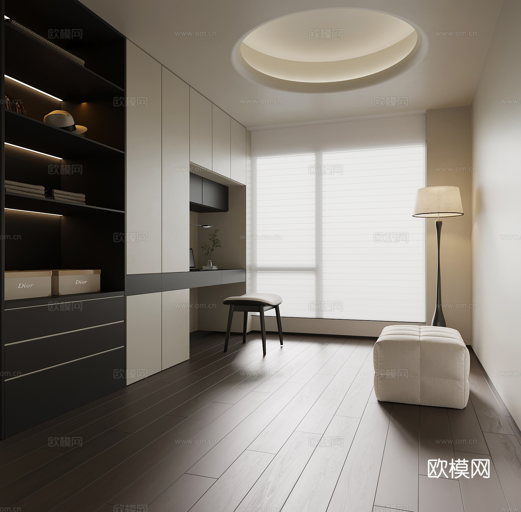 现代衣帽间 衣柜su模型