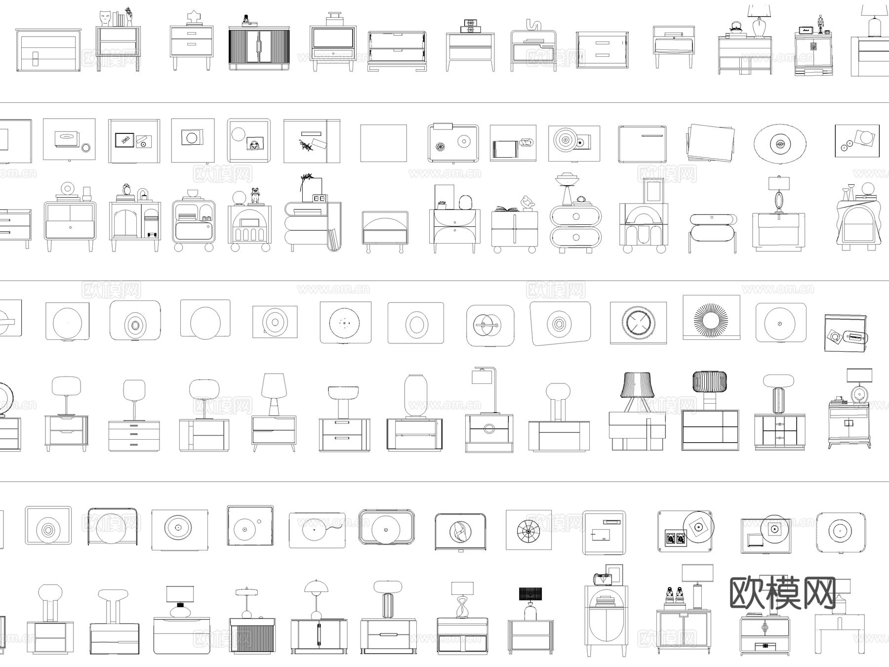 2026年最新床头柜床边柜床侧柜CAD图库cad施工图