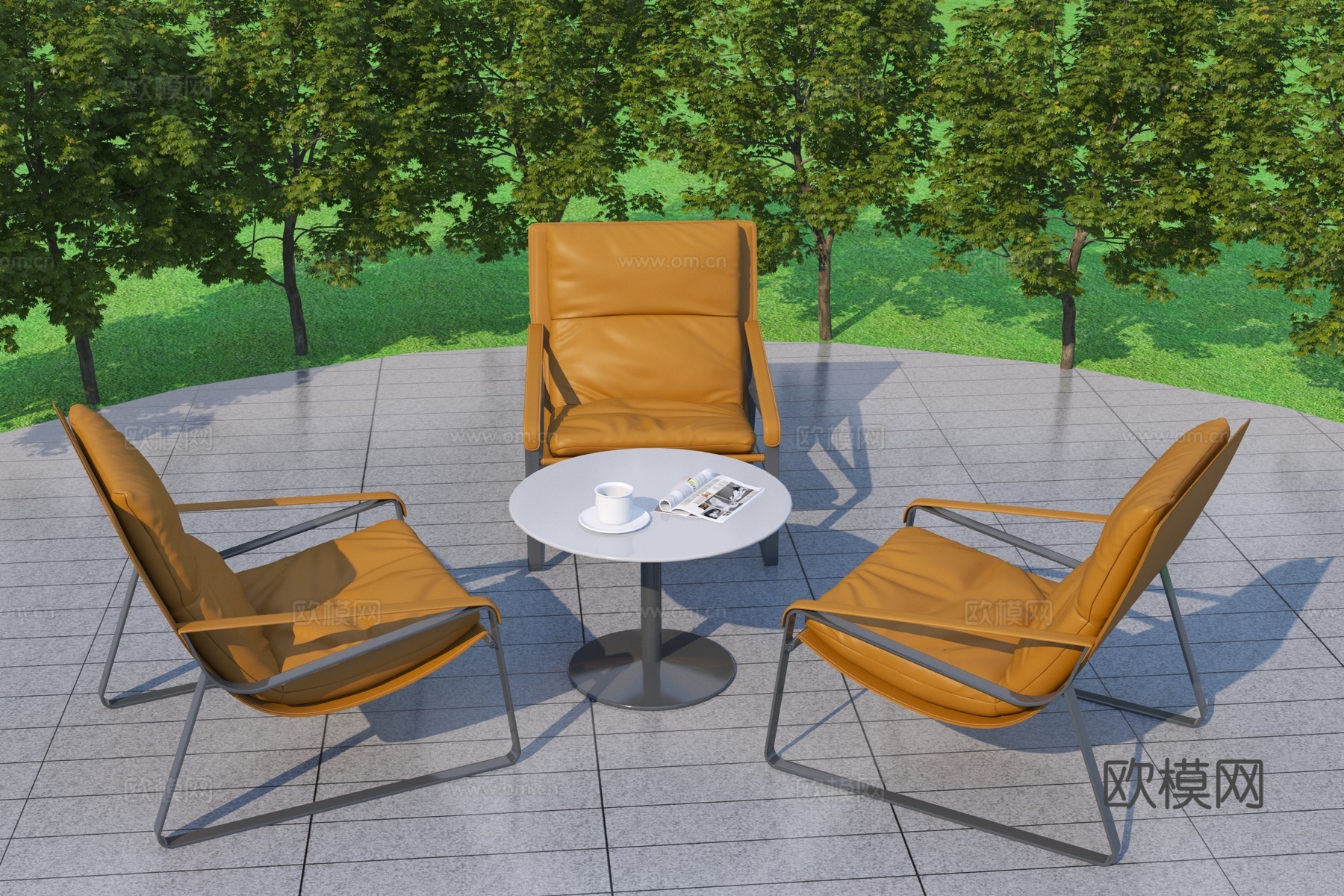 现代户外座椅沙发茶几3d模型下载