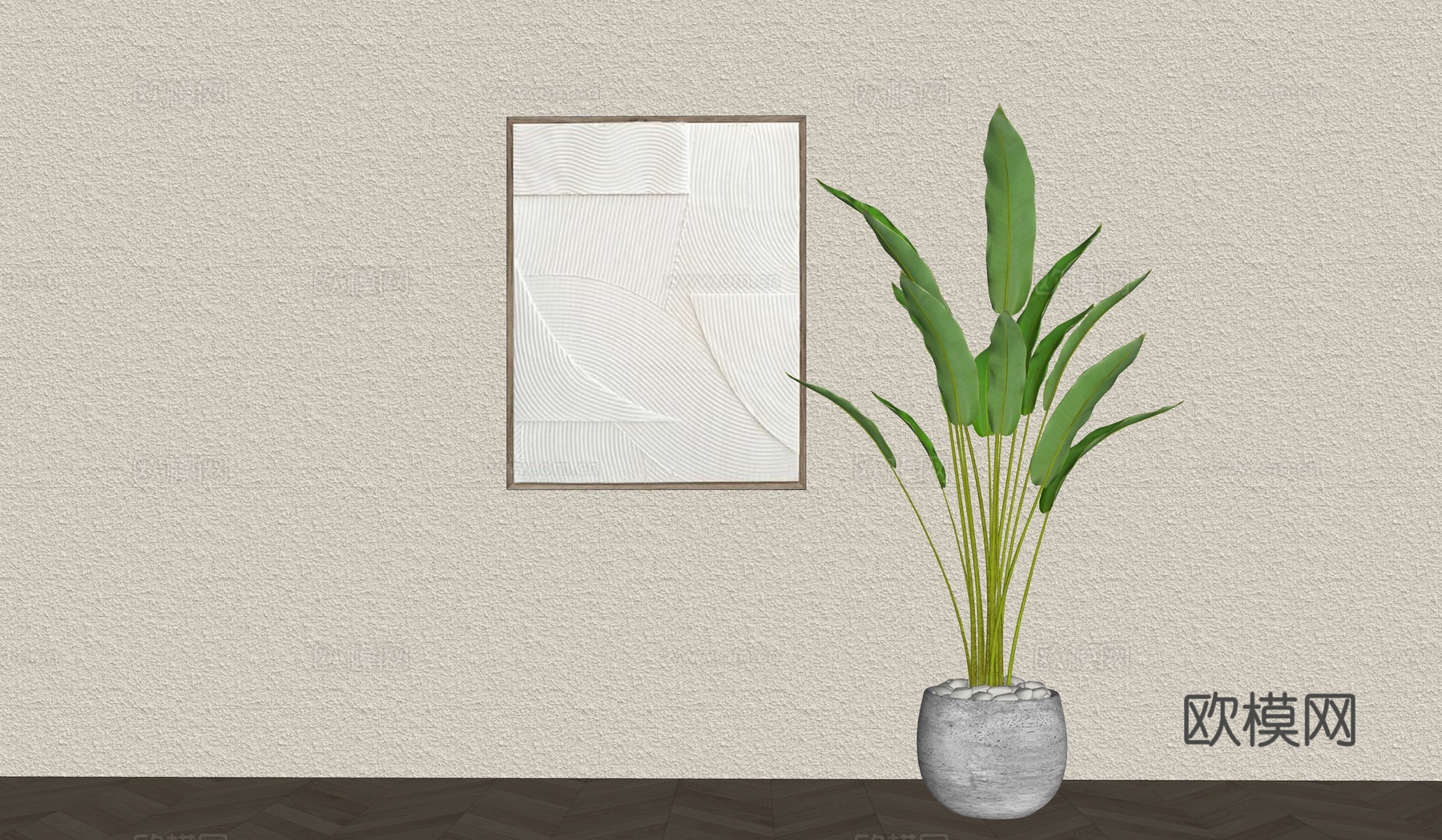 现代装饰挂画墙面装饰su模型