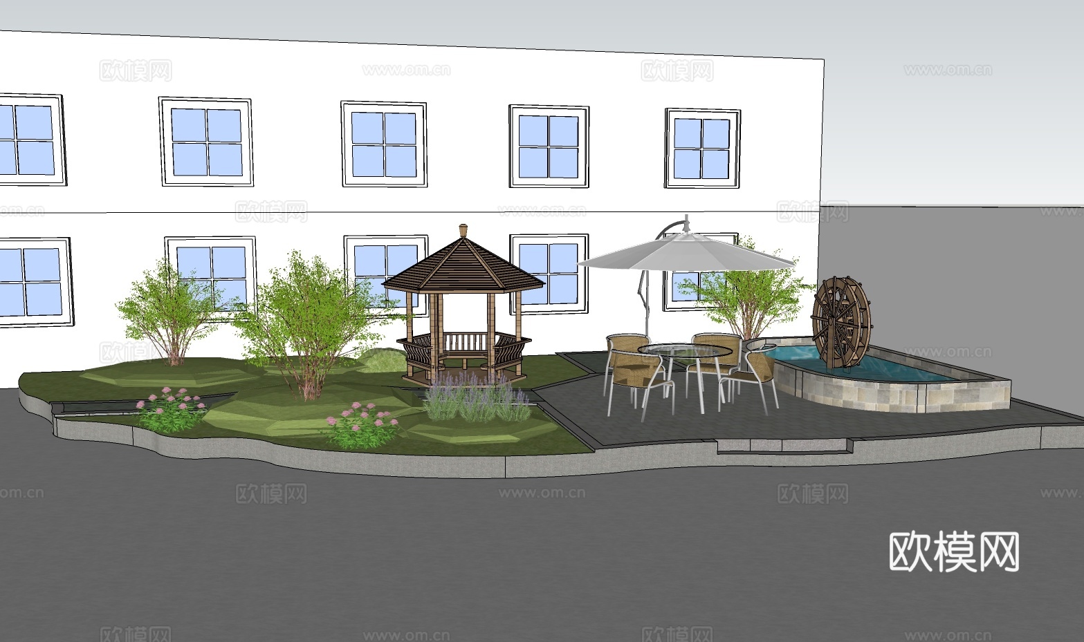 休闲区小游园su模型