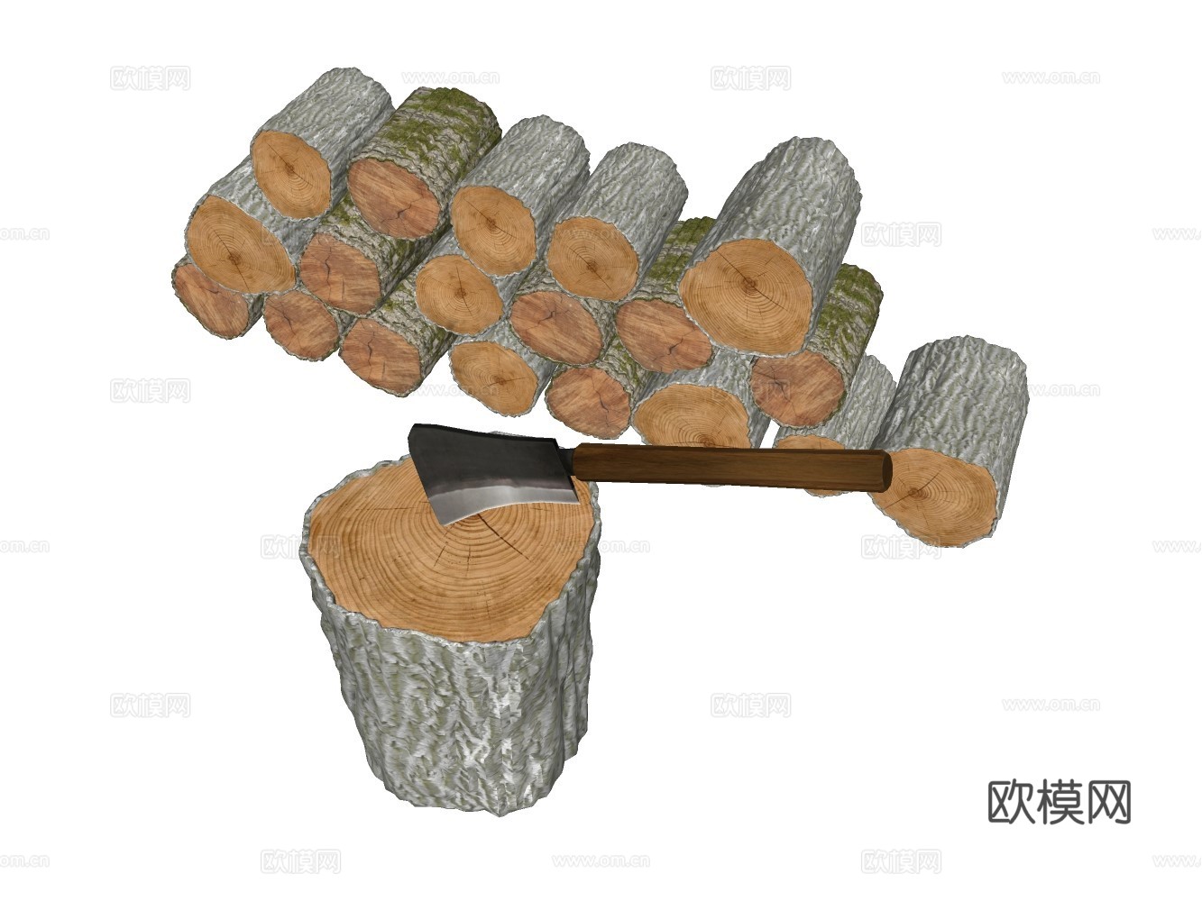 木材柴火堆su模型