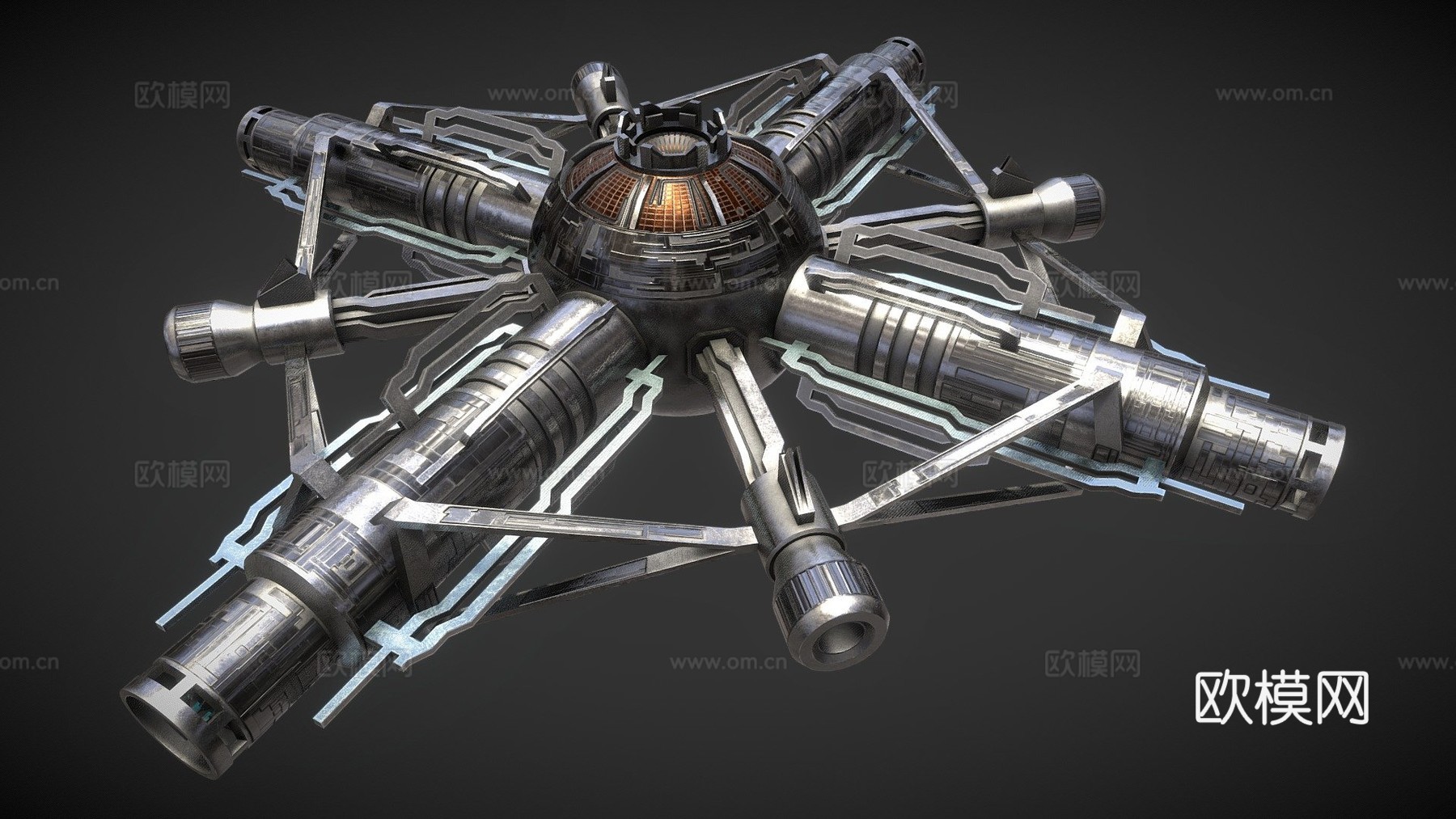 科幻空间站 - 转子枢纽3d模型下载（渲染图1）