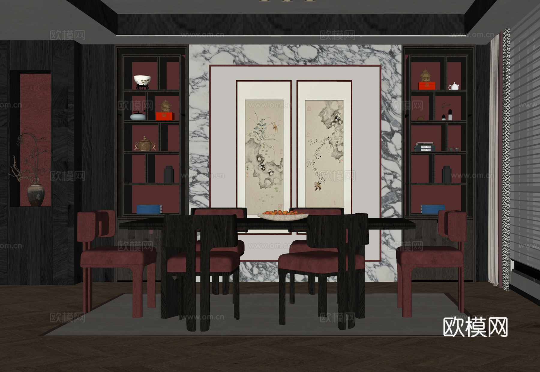 现代餐厅 餐桌椅su模型