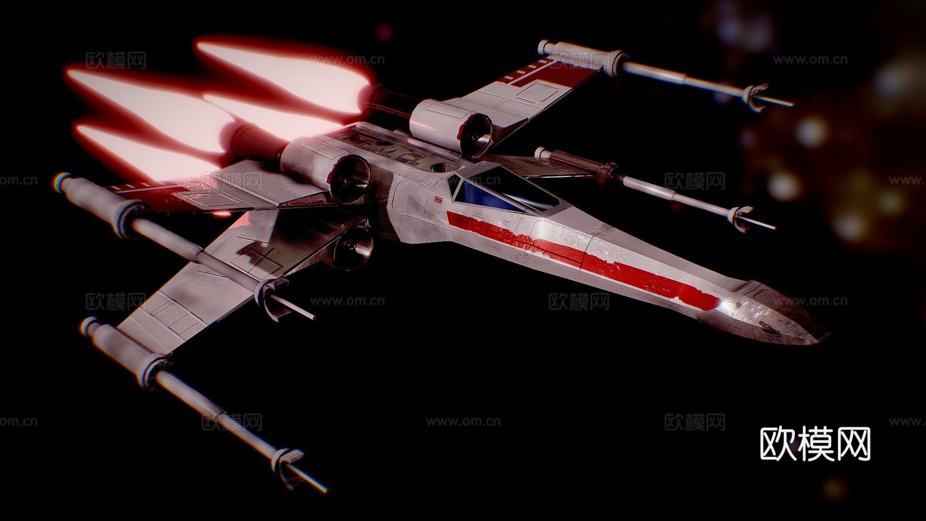 X翼战机3d模型下载（渲染图1）