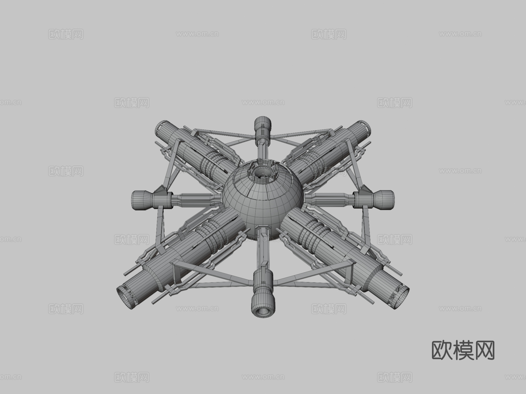 科幻空间站 - 转子枢纽3d模型下载（渲染图3）
