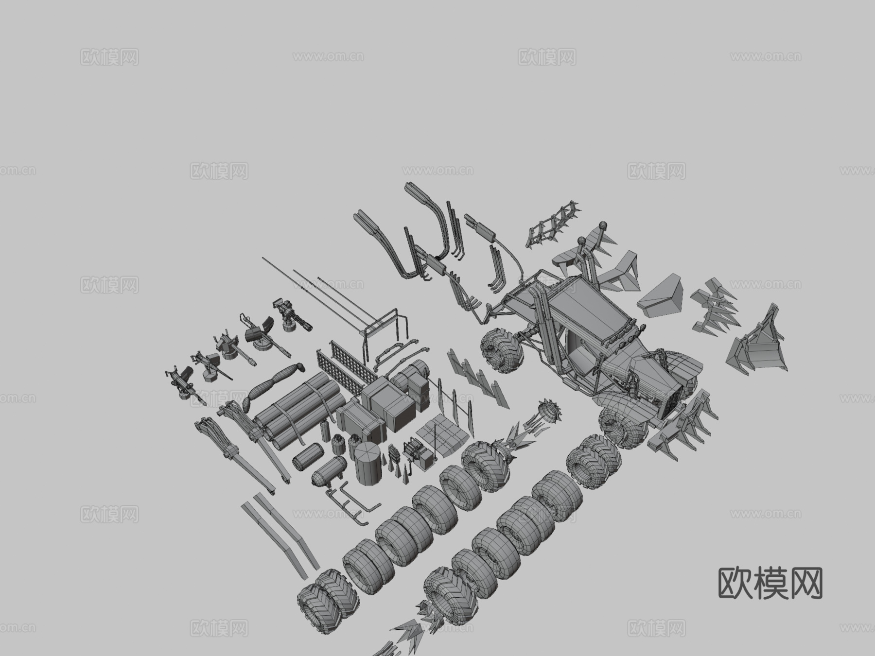 末日越野车模块化包3d模型下载（渲染图3）