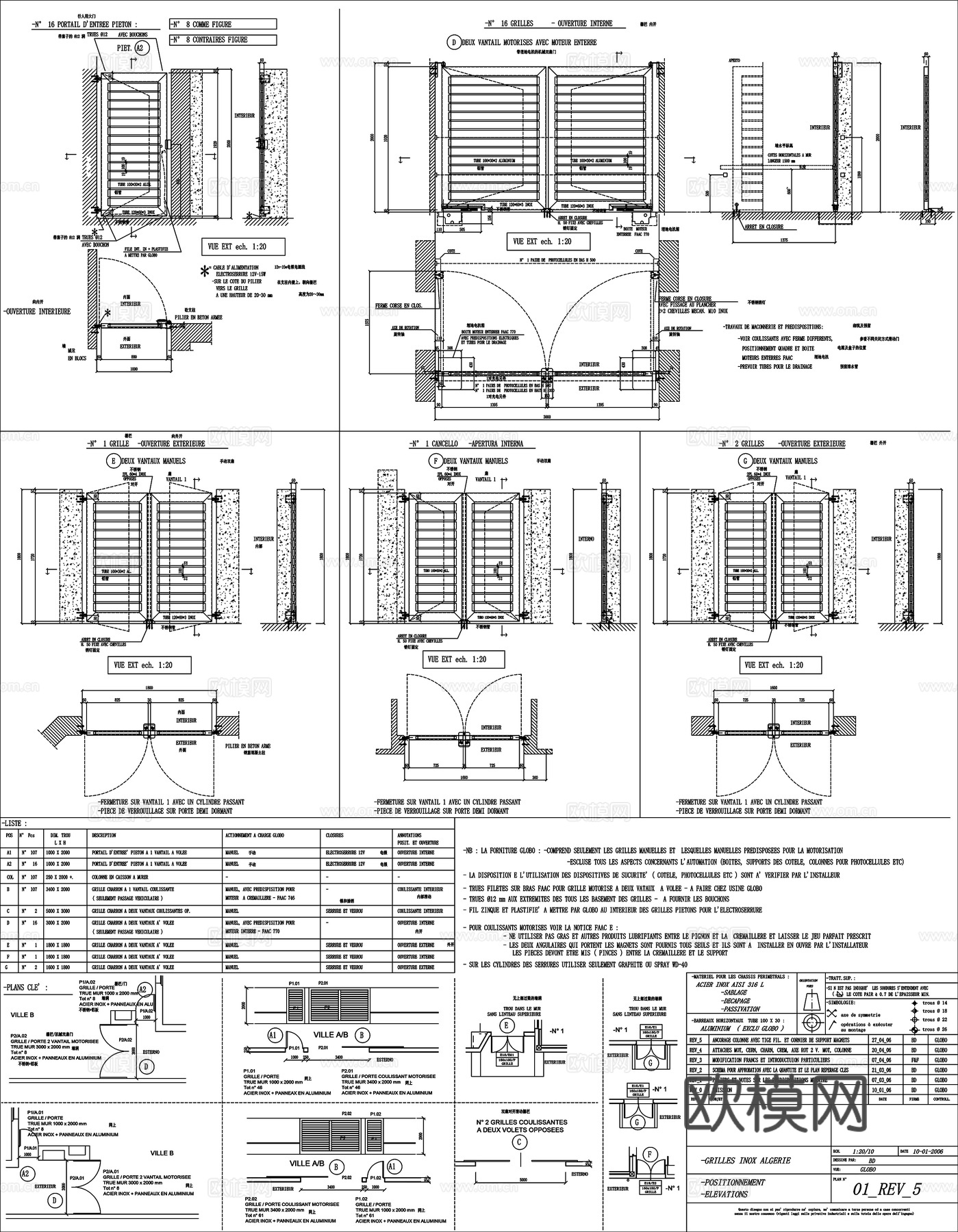 金属门窗铁栅门卷帘门自动钢大门铝合金窗型材节点大样CAD素材cad施工图