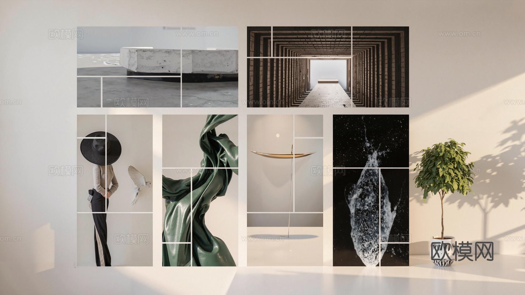 现代风格挂画su模型