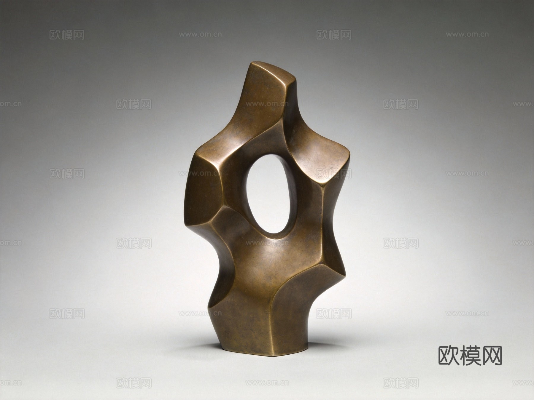 现代新中式抽象青铜雕塑摆件su模型