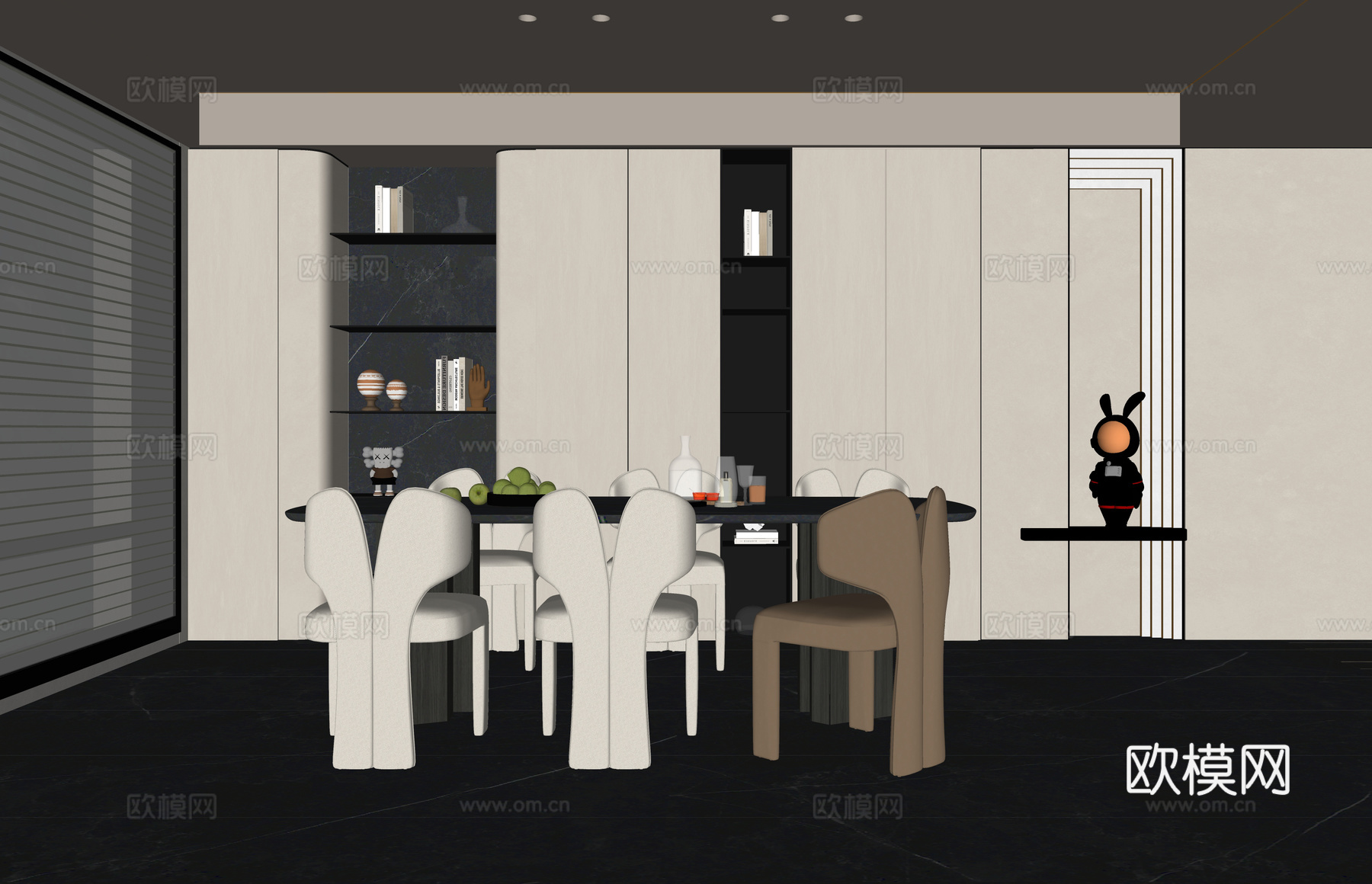 现代餐厅 餐桌椅su模型