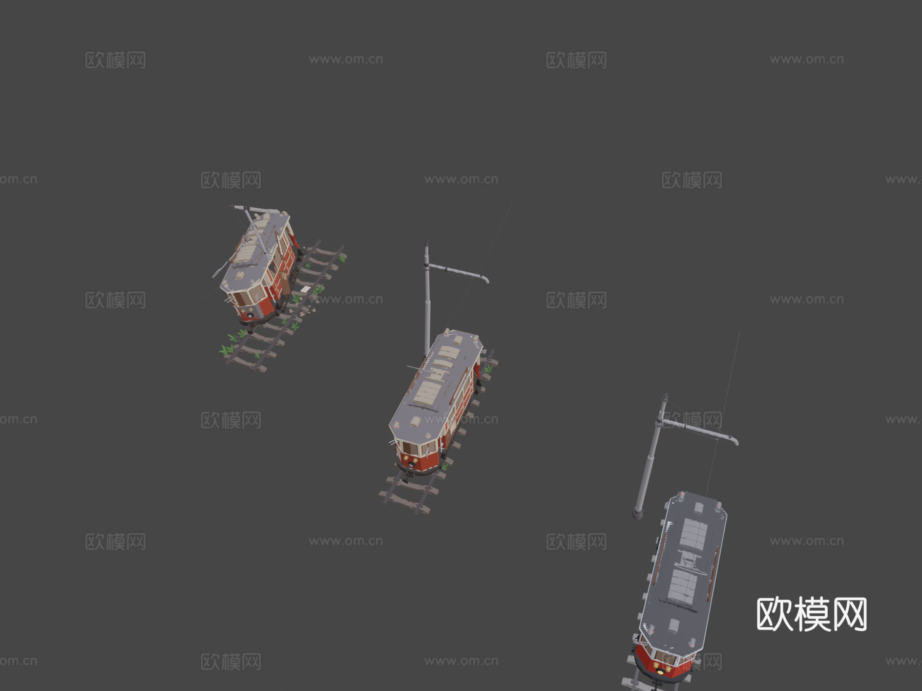 XYZ. 蒸汽朋克. 第2.4课 新旧碰撞有轨电车3d模型下载（渲染图1）