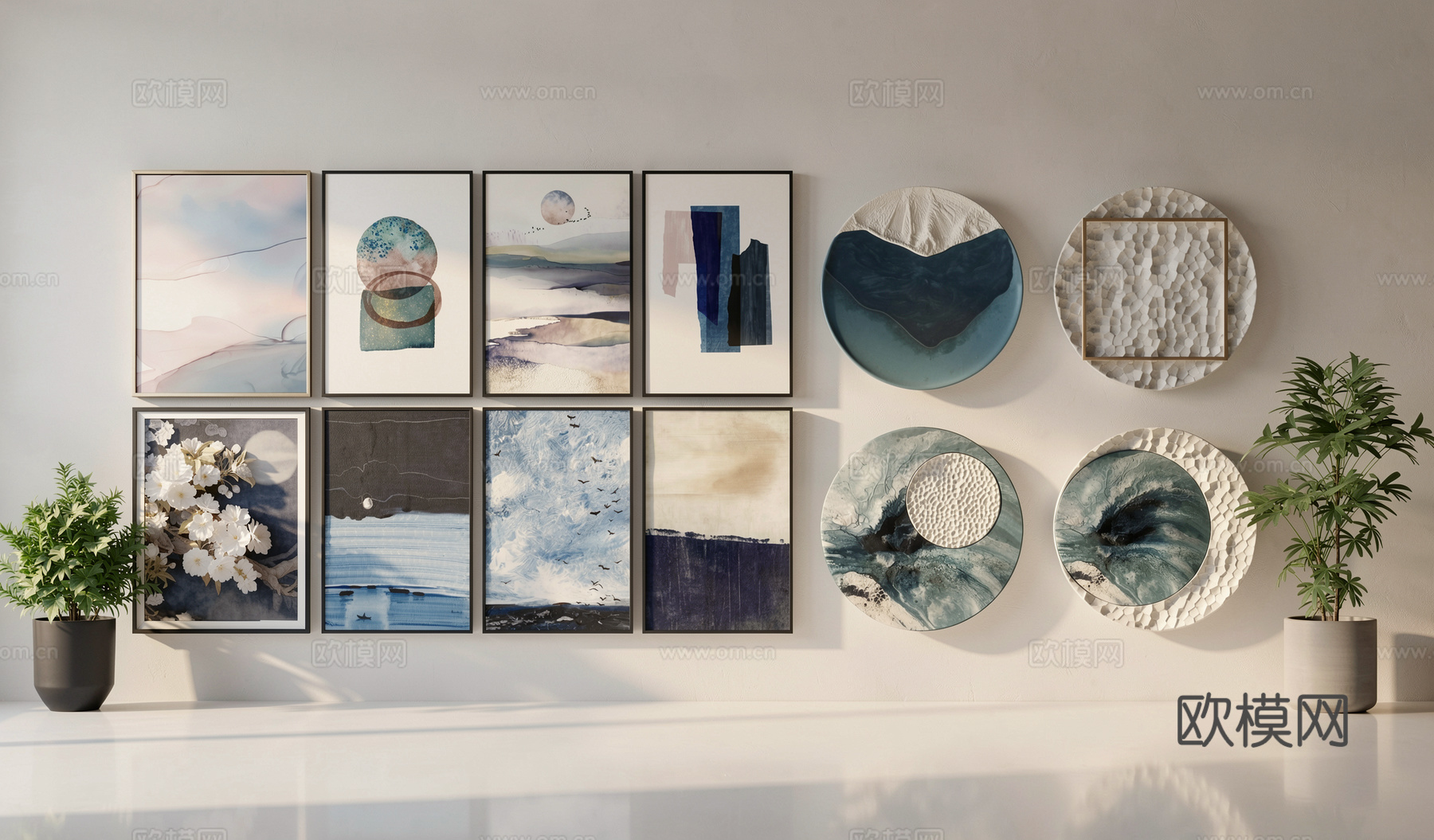 现代装饰挂画墙面装饰su模型