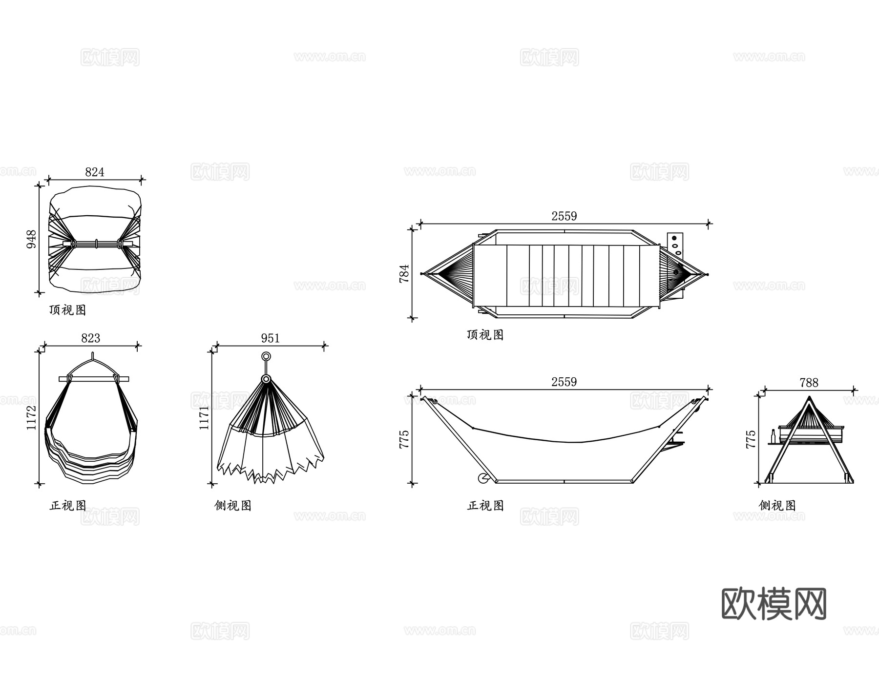 便携吊床 户外吊床 折叠吊床 旅行吊床 轻便吊床cad施工图